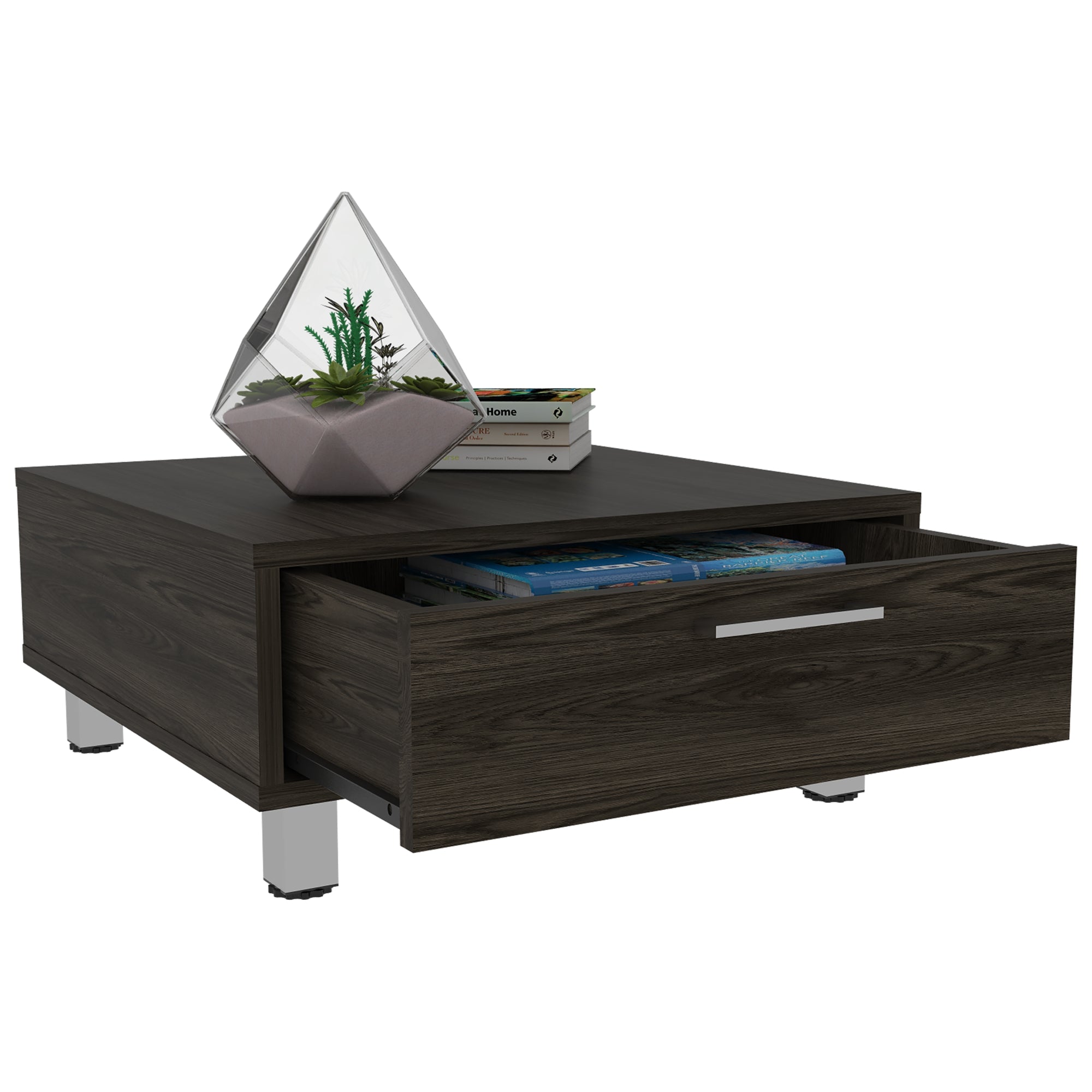 MESA DE CENTRO 1 CAJON 60X60 CM COÑAC - 1