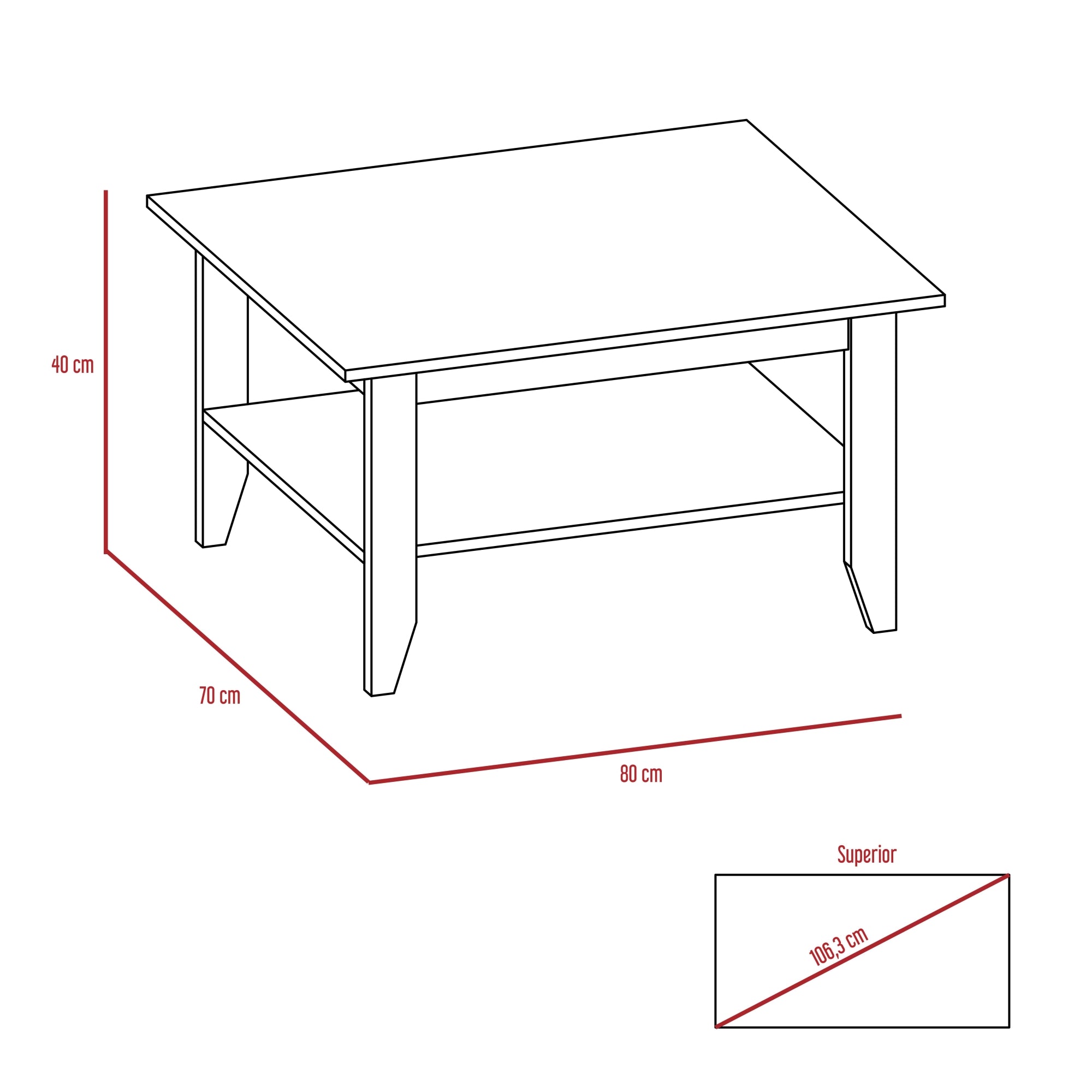 MESA DE CENTRO ESSENTIAL 45X80X70 CM WENGUE - 6