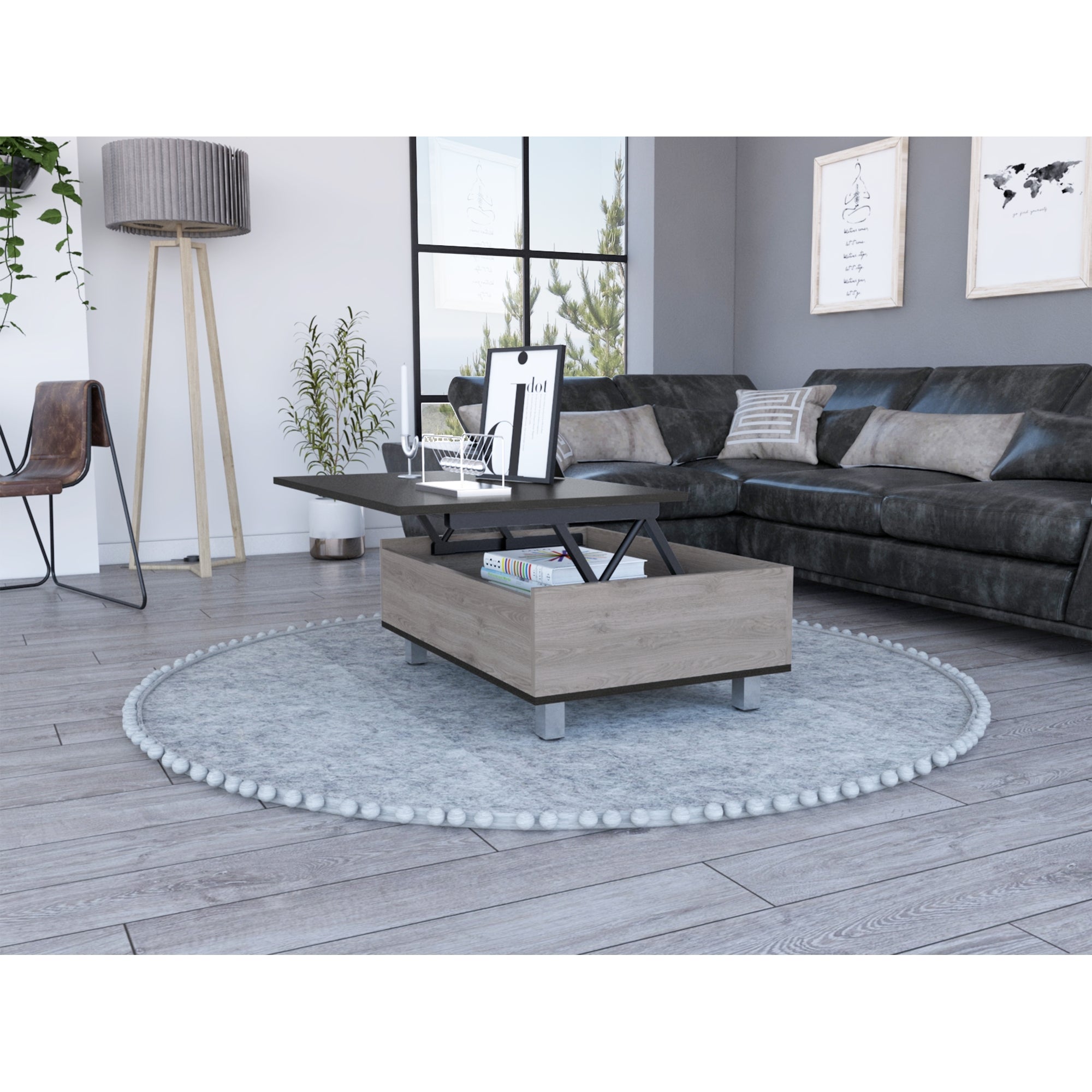 MESA FUNCIONAL 5G CENIZA Y WENGUE 43,3X80X54,5 CM - 12