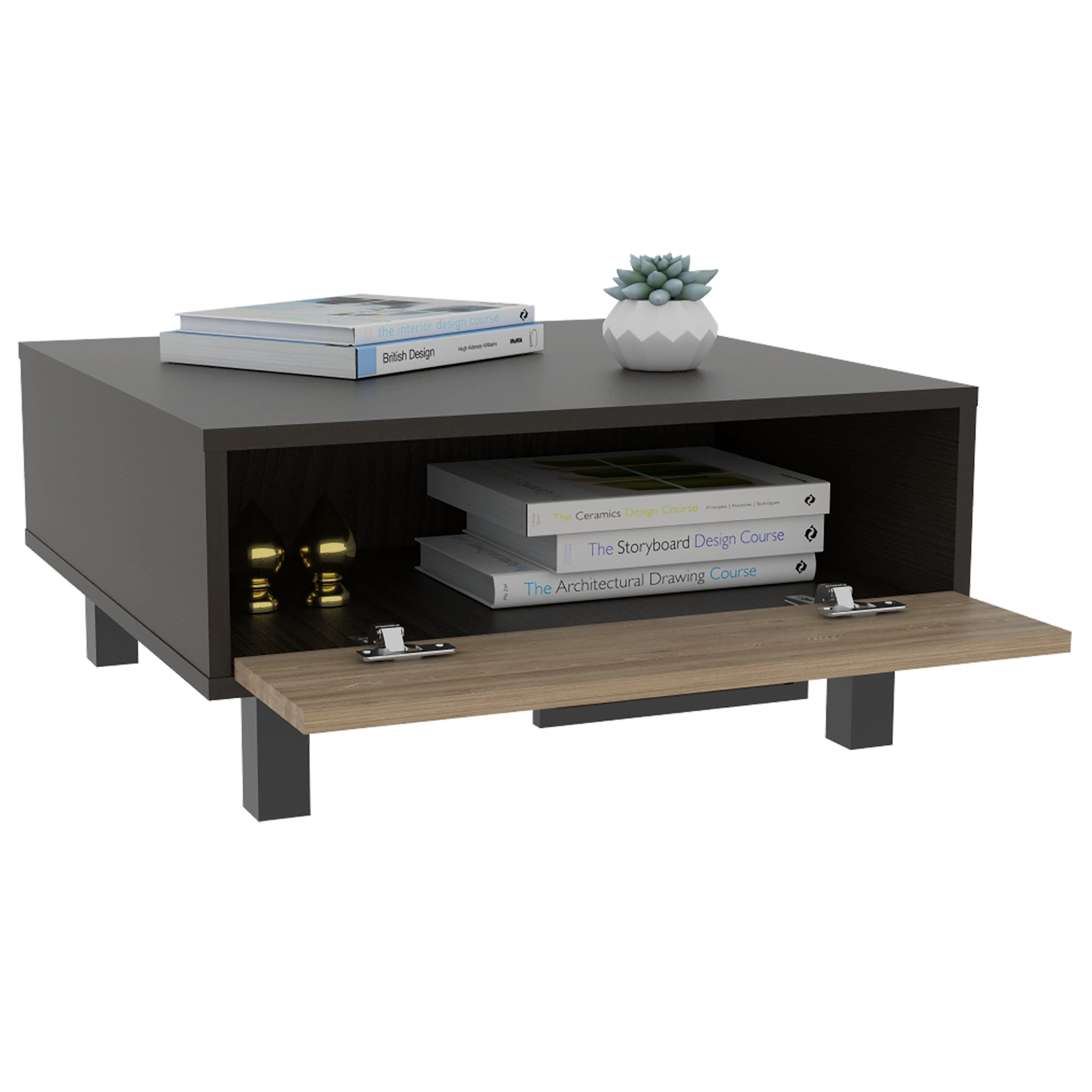 MESA DE CENTRO KAIA 28,3X60X60 CM WENGUE Y MIEL - 2