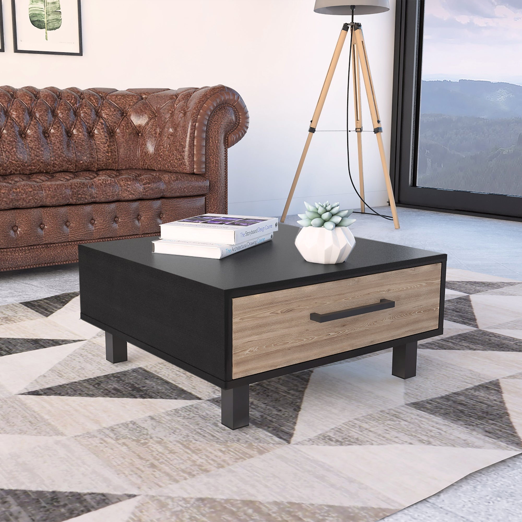 MESA DE CENTRO KAIA 28,3X60X60 CM WENGUE Y MIEL - 5