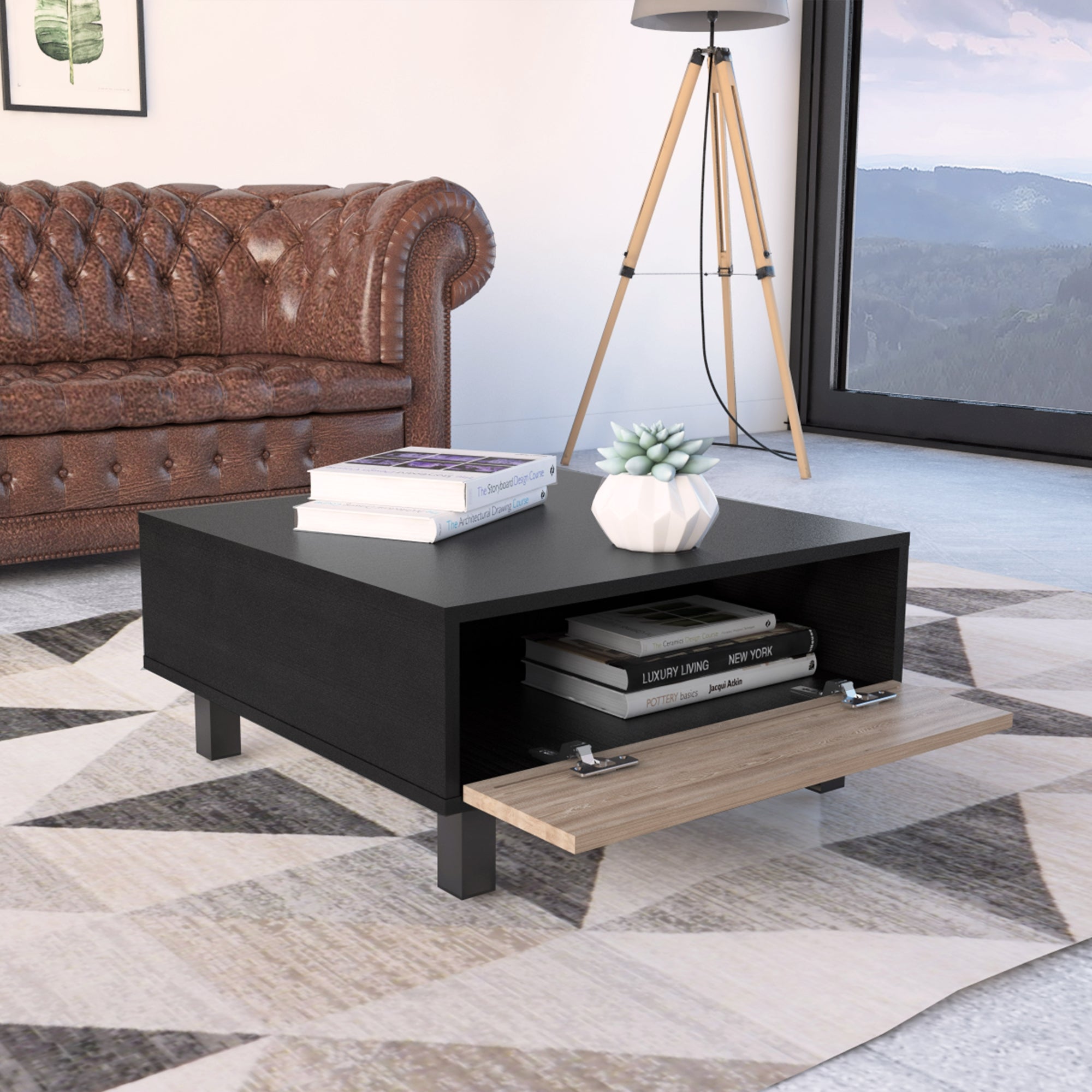 MESA DE CENTRO KAIA 28,3X60X60 CM WENGUE Y MIEL - 6