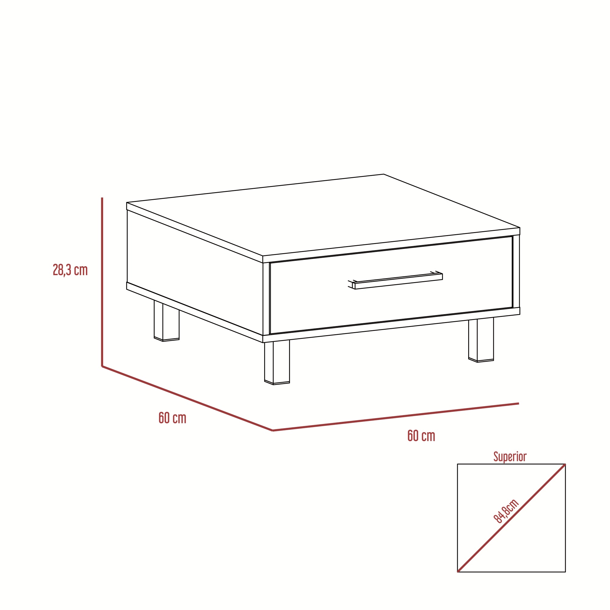 MESA DE CENTRO KAIA 28,3X60X60 CM WENGUE Y MIEL - 7