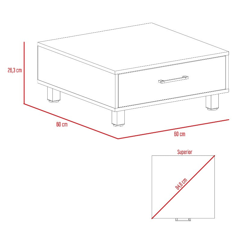 MESA DE CENTRO 1 CAJON 60X60 CM WENGUE - 2