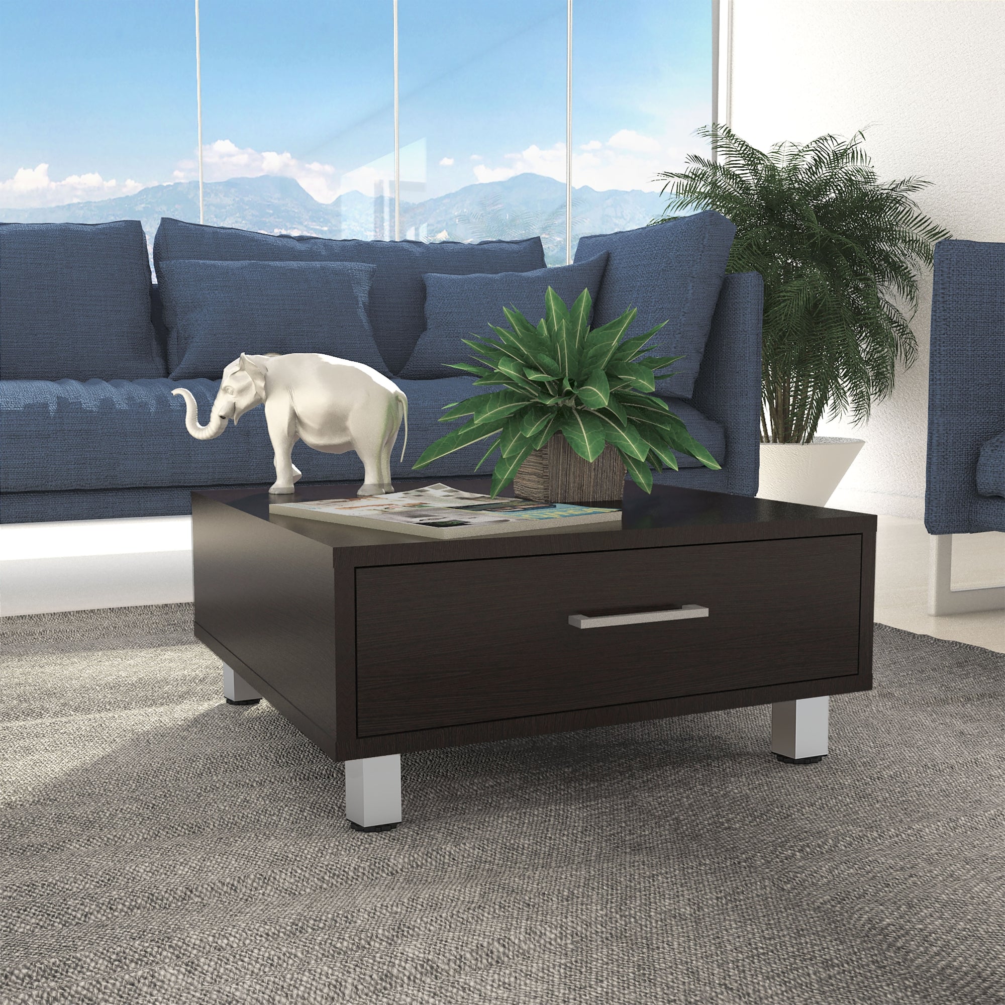 MESA DE CENTRO 1 CAJON 60X60 CM WENGUE - 10