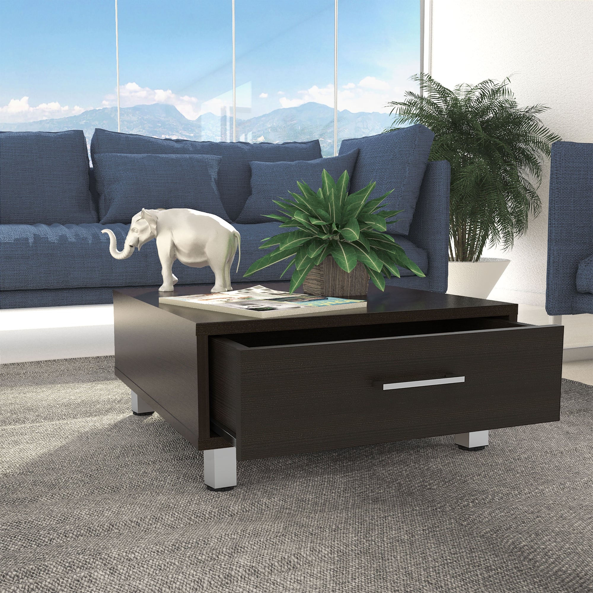 MESA DE CENTRO 1 CAJON 60X60 CM WENGUE - 11