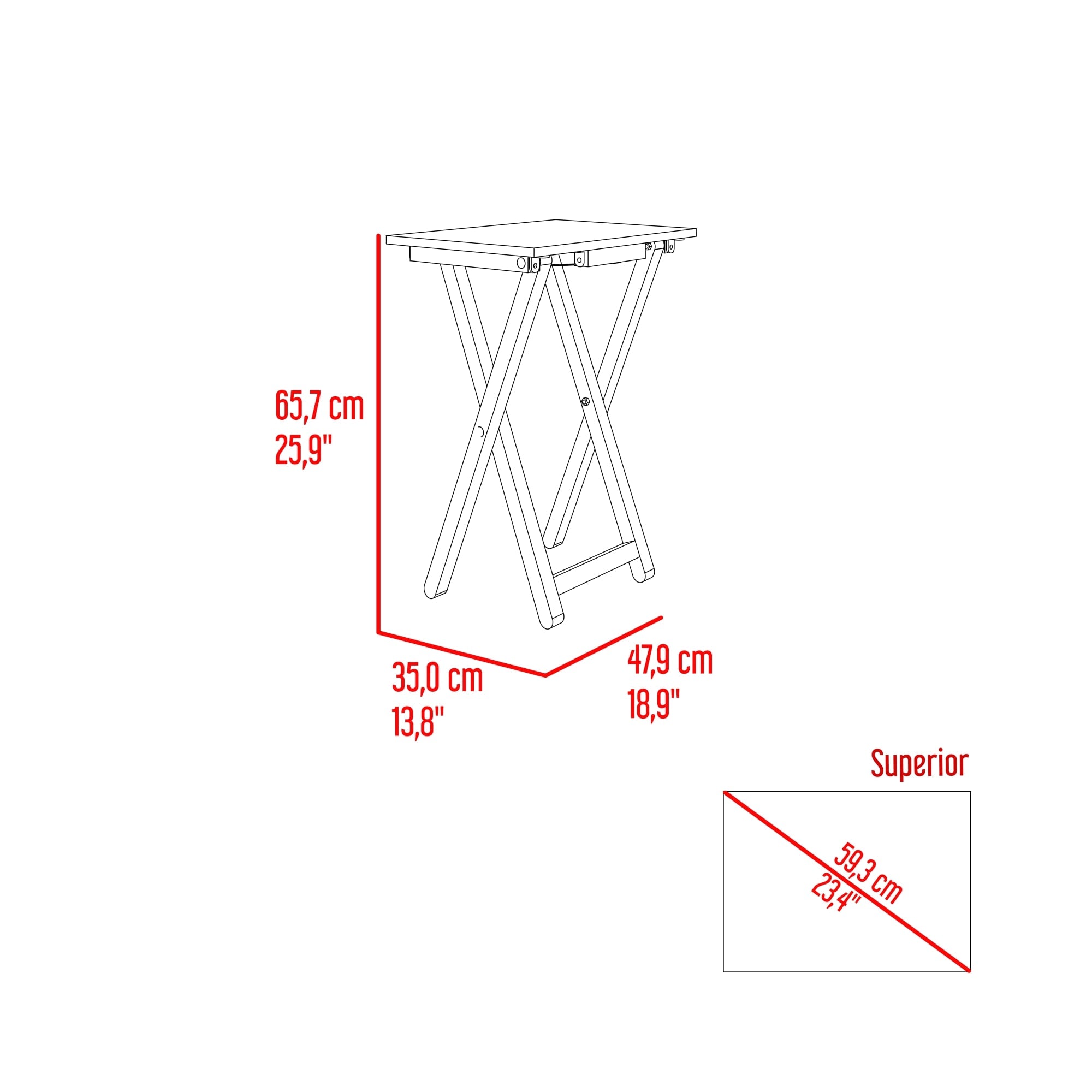 MESA PLEGABLE OTIS 65,7X47,9X35 CM FRESNO - 3