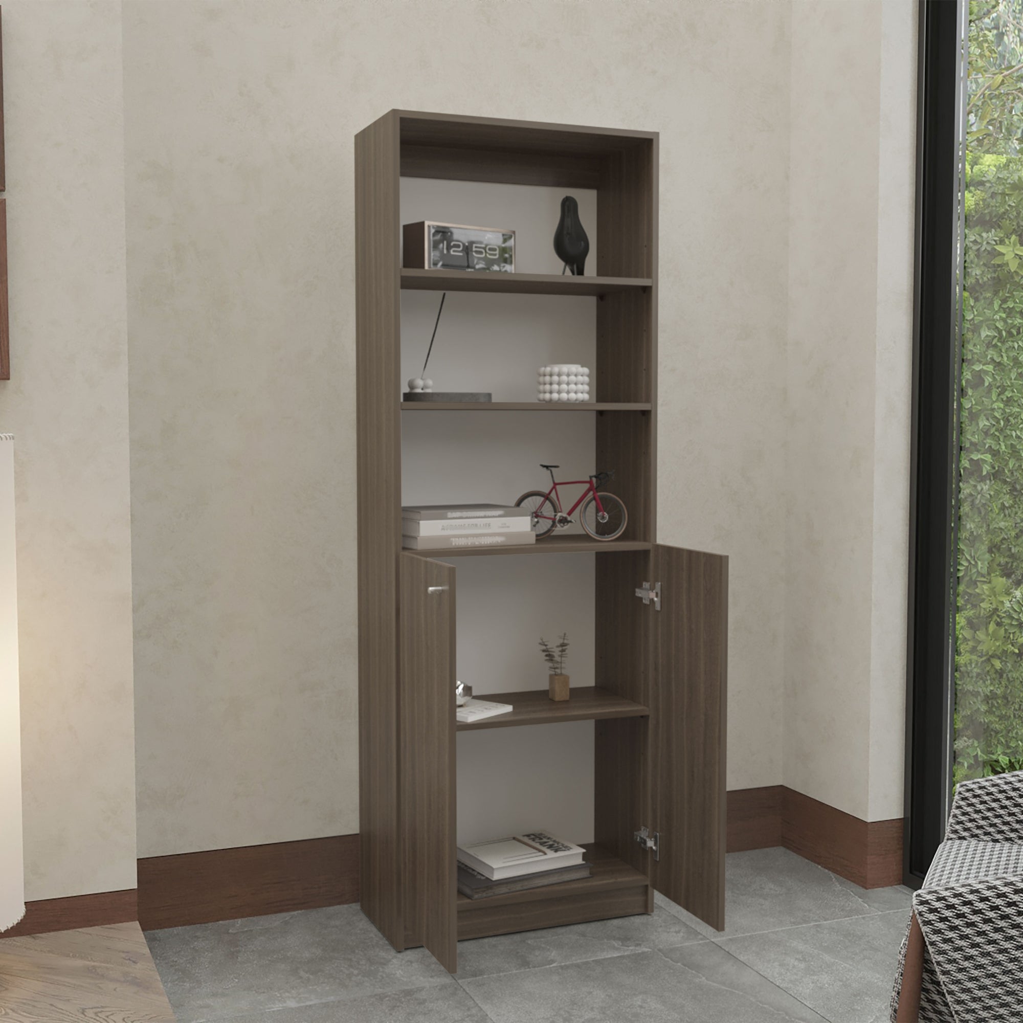 ESTANTE HOME-E M4 2 PUERTAS 5 NIVELES MILAN Y BLANCO - 6