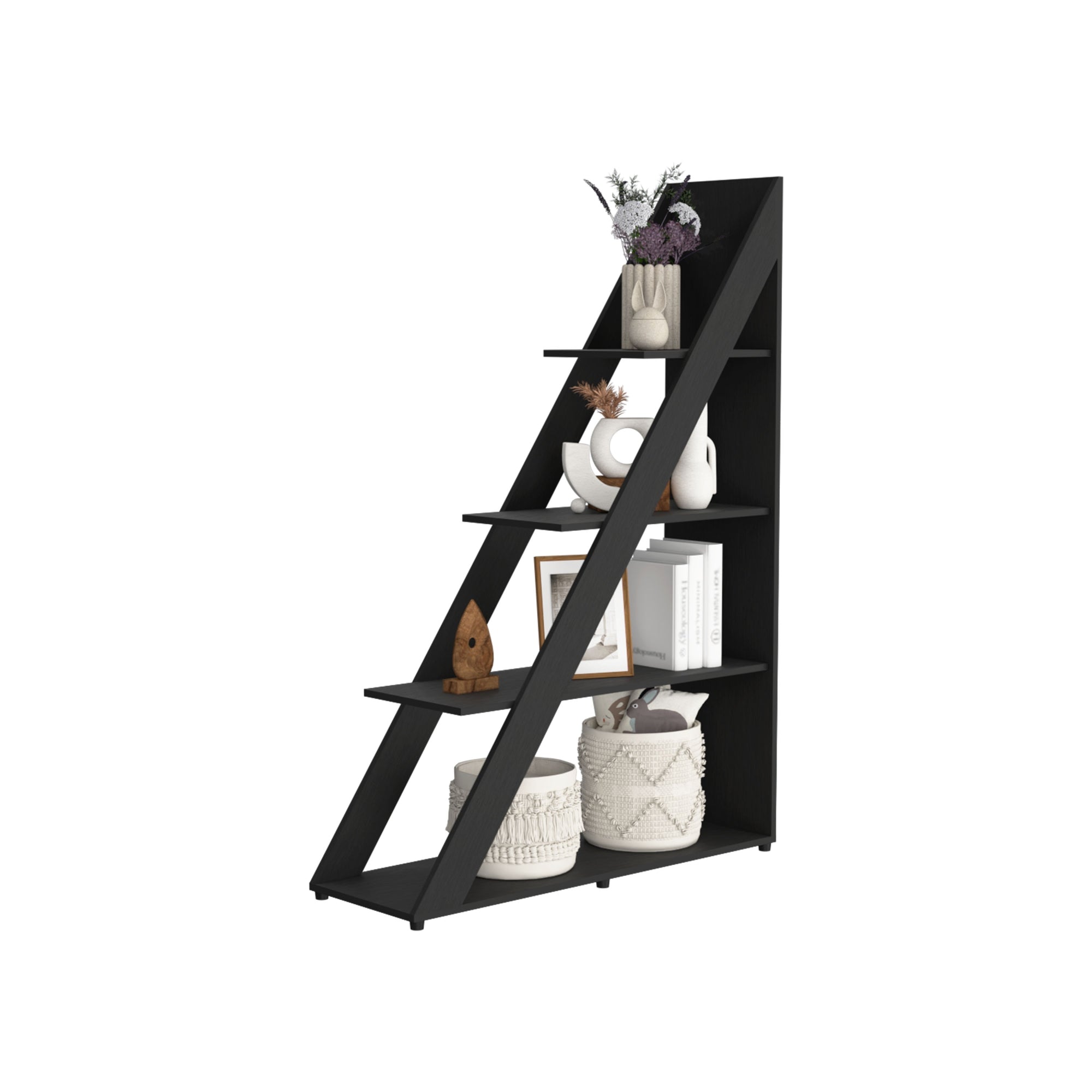BIBLIOTECA DIAGONAL LORAIN 3 REPISAS WENGUE 150X105X34,9 CM - 1