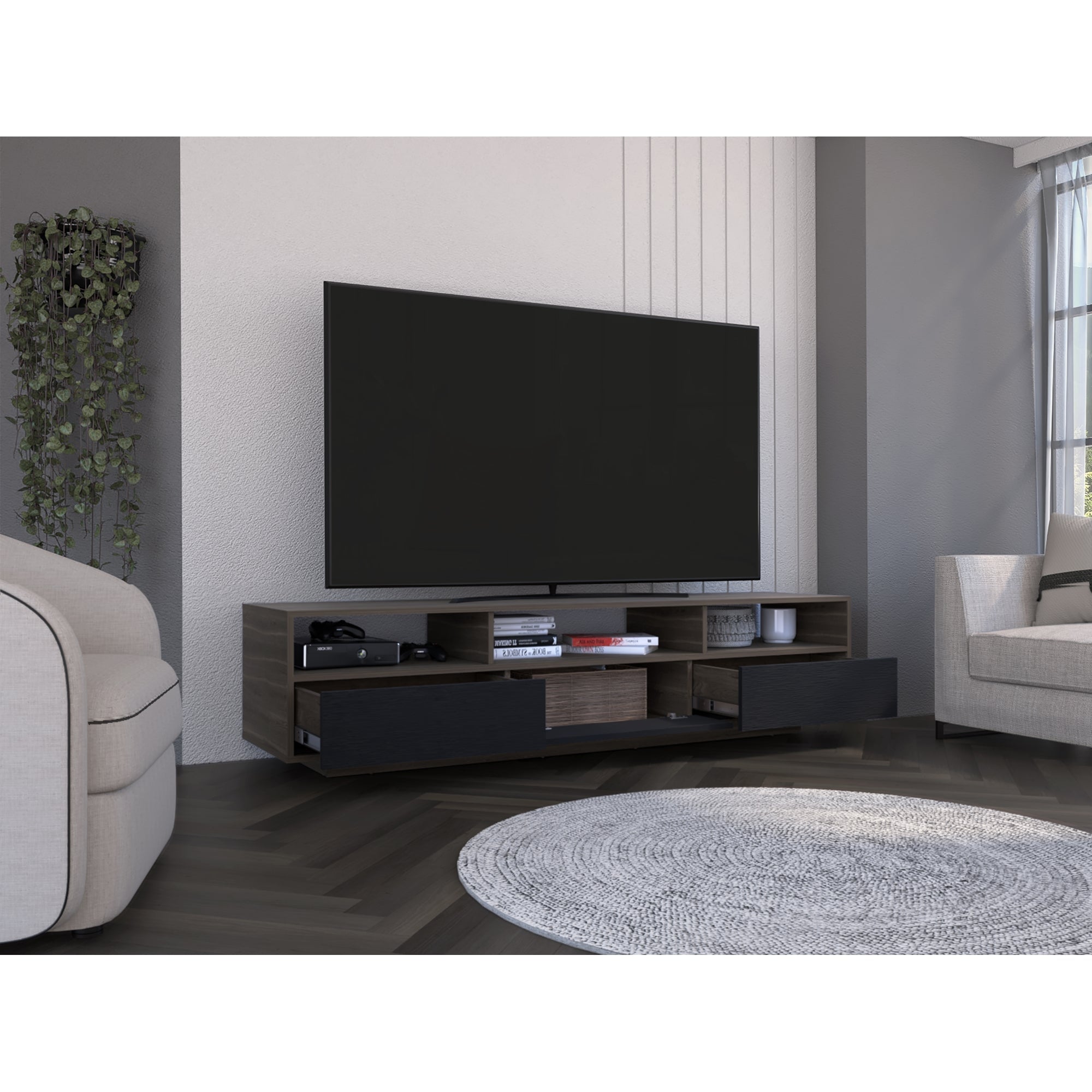 RACK TV 90' BELLAGIO SIENA Y WENGUE 50X210X50 CM - 2