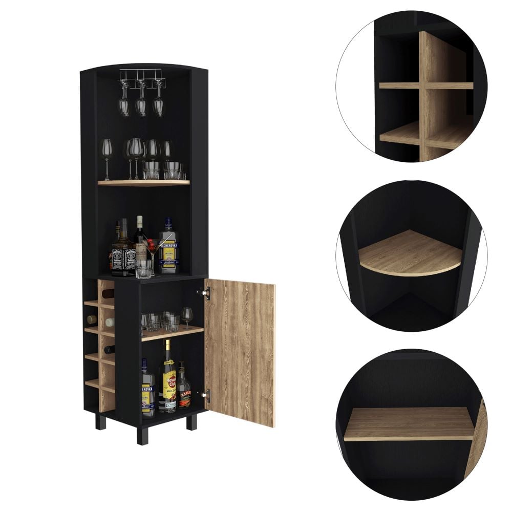 BAR ESQUINERO KAIA 180X45X45 CM 1 PUERTA WENGUE Y MIEL - 5