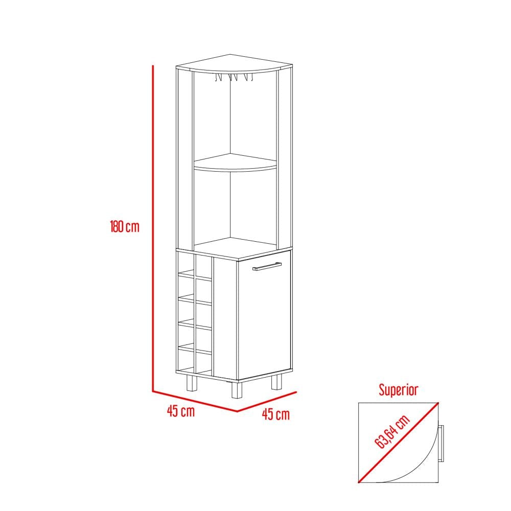 BAR ESQUINERO KAIA 180X45X45 CM 1 PUERTA WENGUE Y MIEL - 8