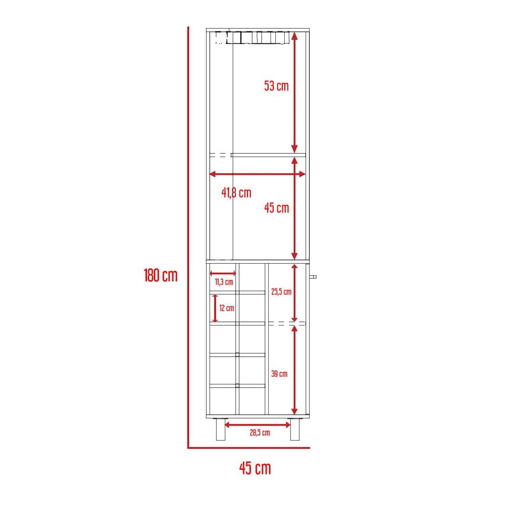 BAR ESQUINERO KAIA 180X45X45 CM 1 PUERTA WENGUE Y MIEL - 9