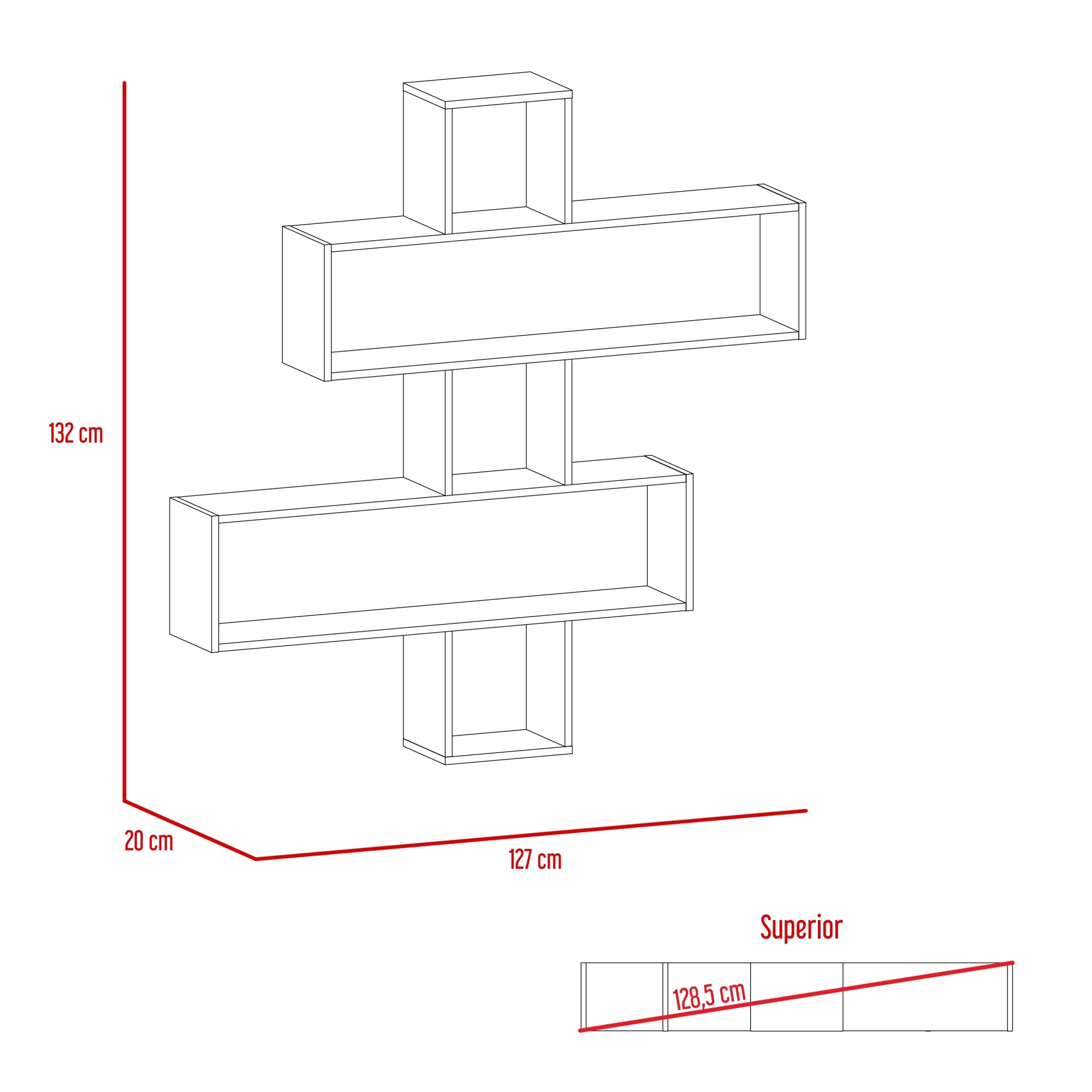 REPISA WALL 132X127X20 CM MIEL Y PLOMO - 6