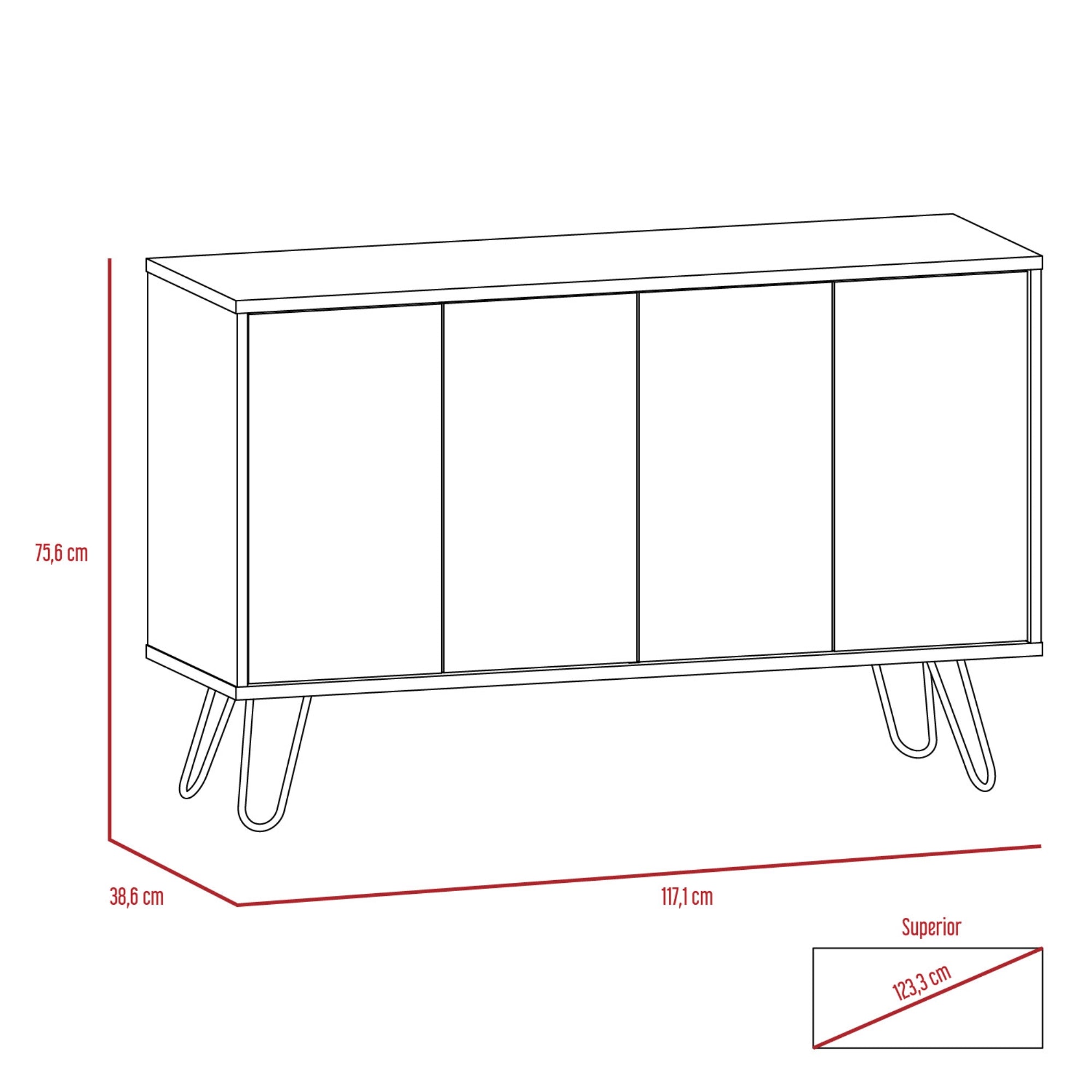 BUFFET VASSEL MIEL Y PLOMO 75,6X117,1X38,6 CM - 2