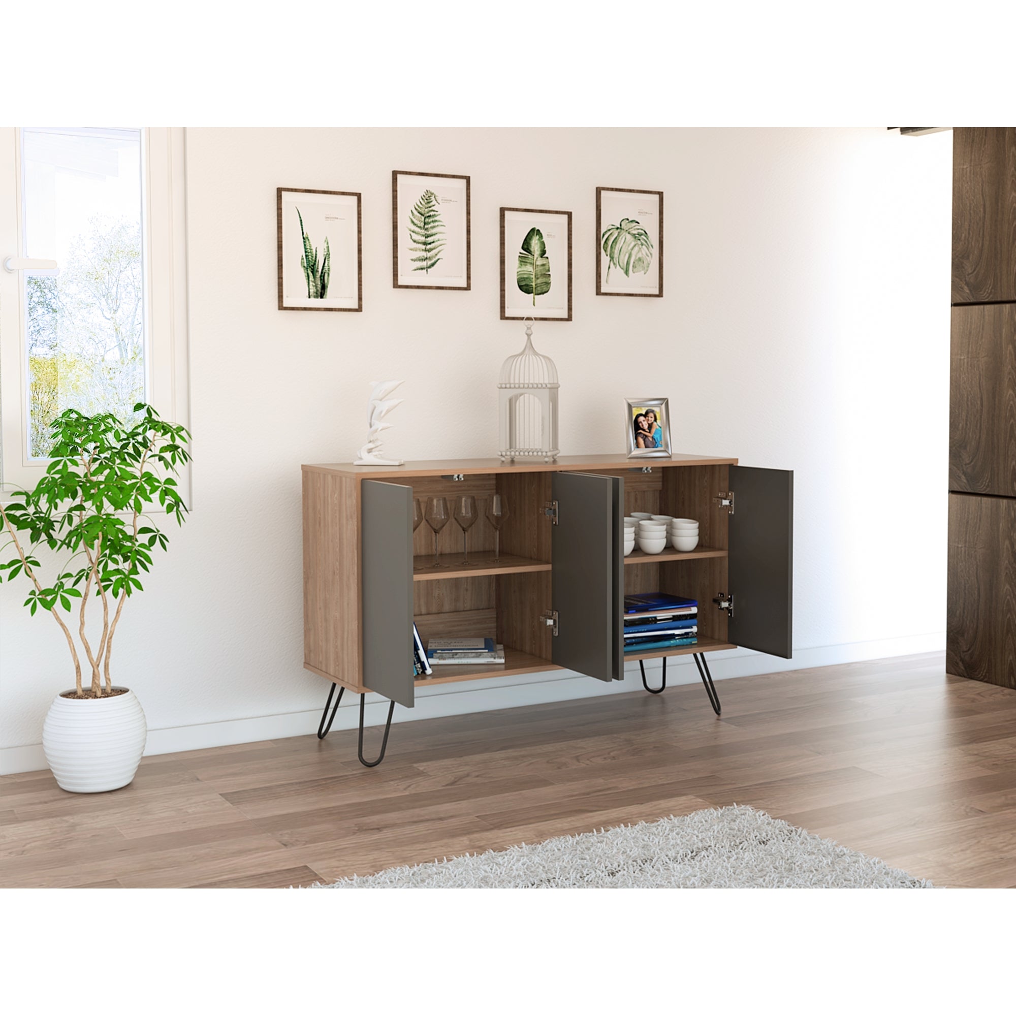 BUFFET VASSEL MIEL Y PLOMO 75,6X117,1X38,6 CM - 11