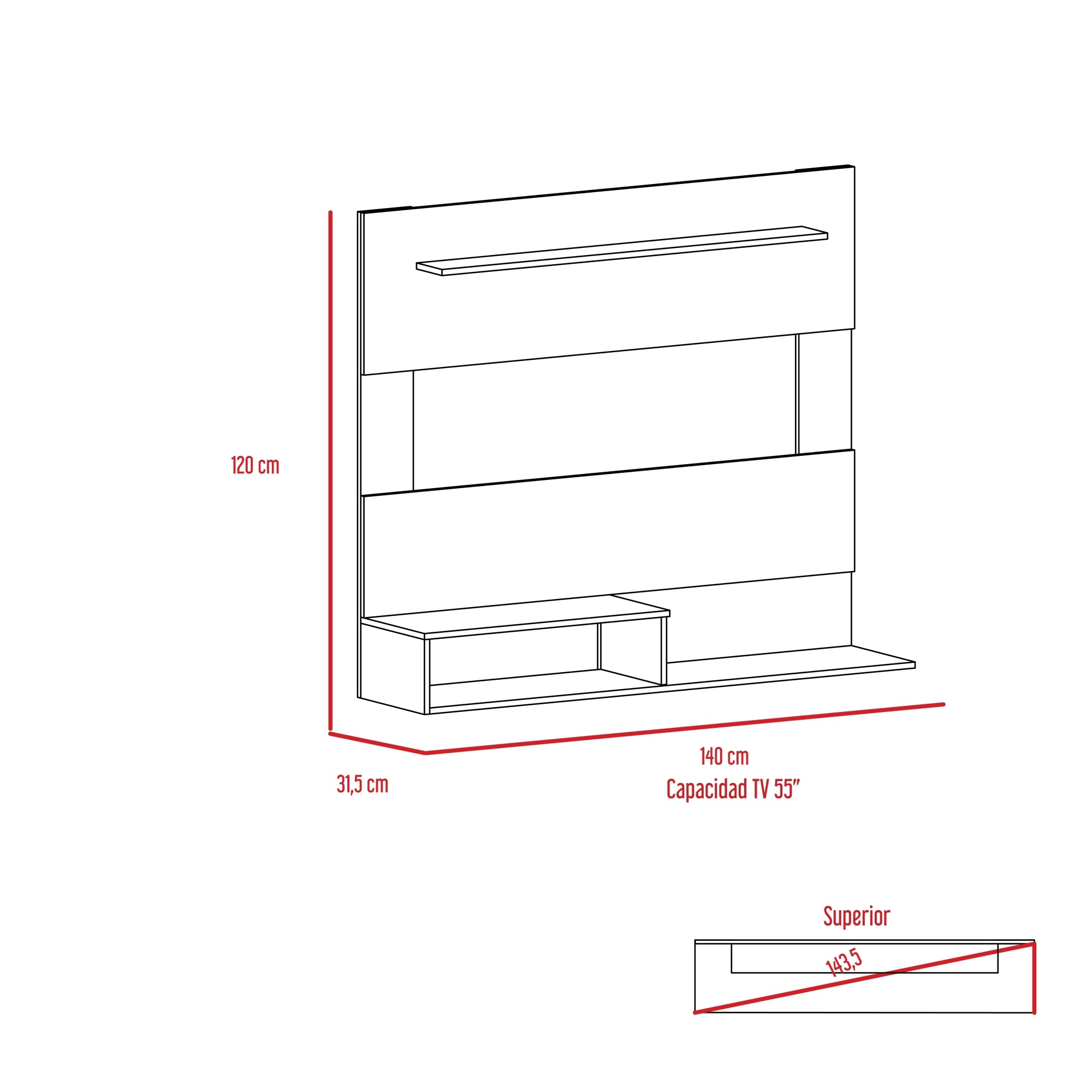 PANEL TV 55' BEIJING 120X140X31,5 CM DUNA Y BLANCO - 6