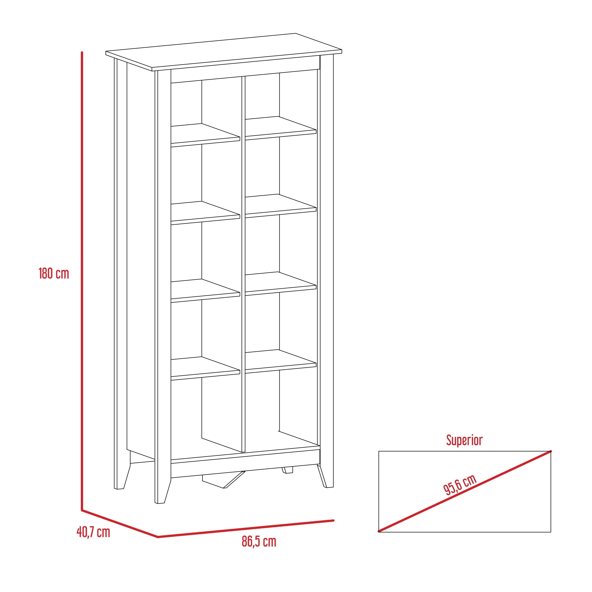 LIBRERO ESSENTIAL ROVERE 180X86,5X40,7 CM - 10