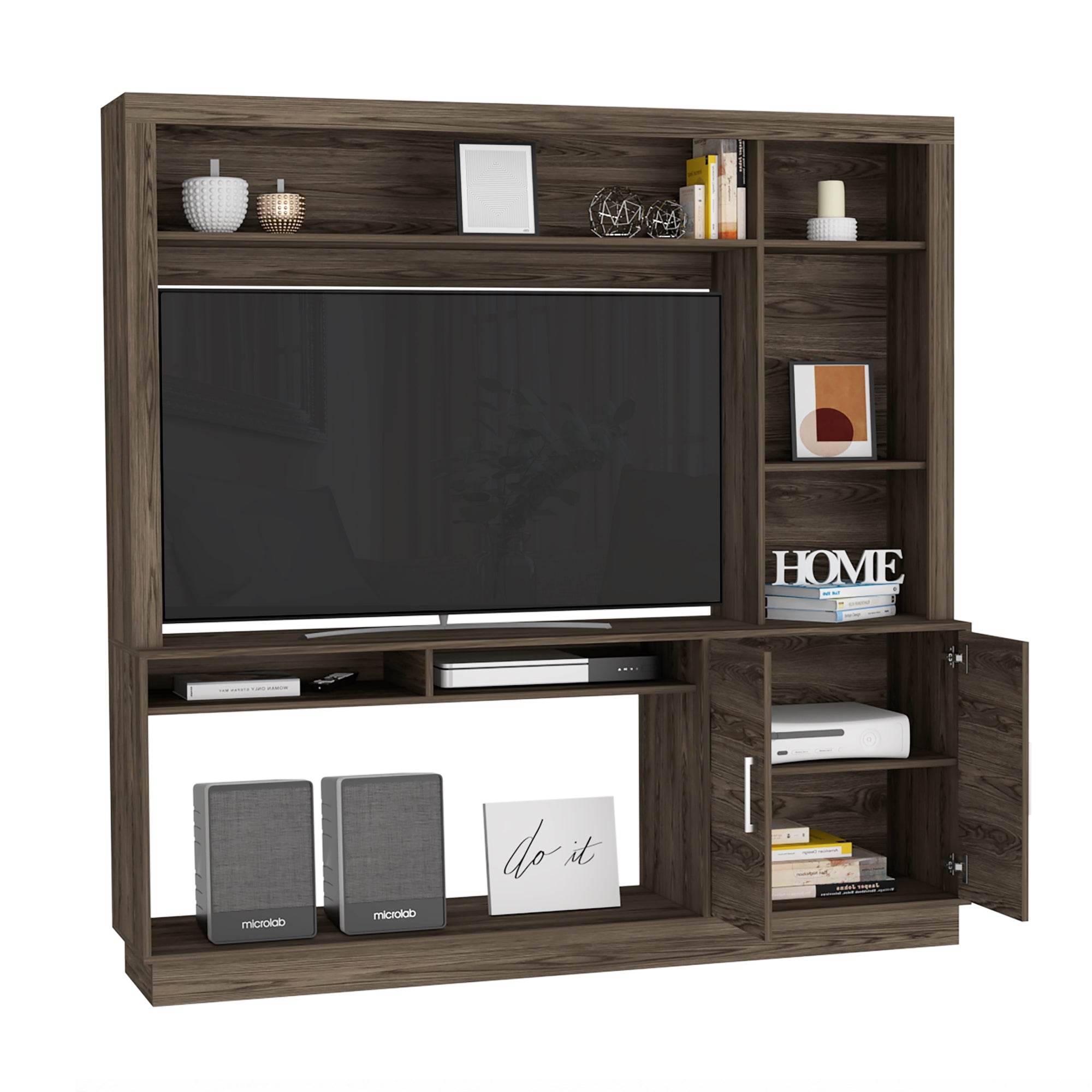 ESTANTE TV 55' CANTABRIA 2 PUERTAS COÑAC 180X180X40 CM - 1