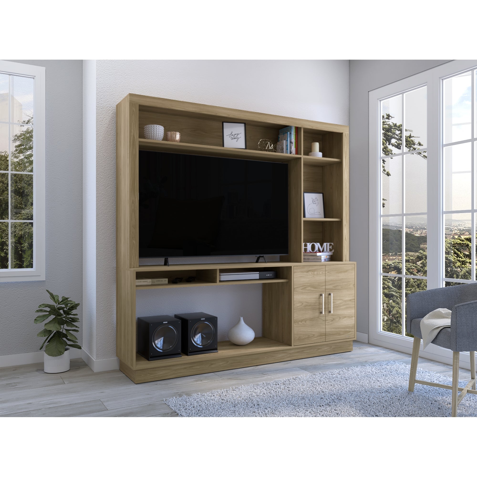 ESTANTE TV 55' CANTABRIA 2 PUERTAS FRESNO 180X180X40 CM - 5