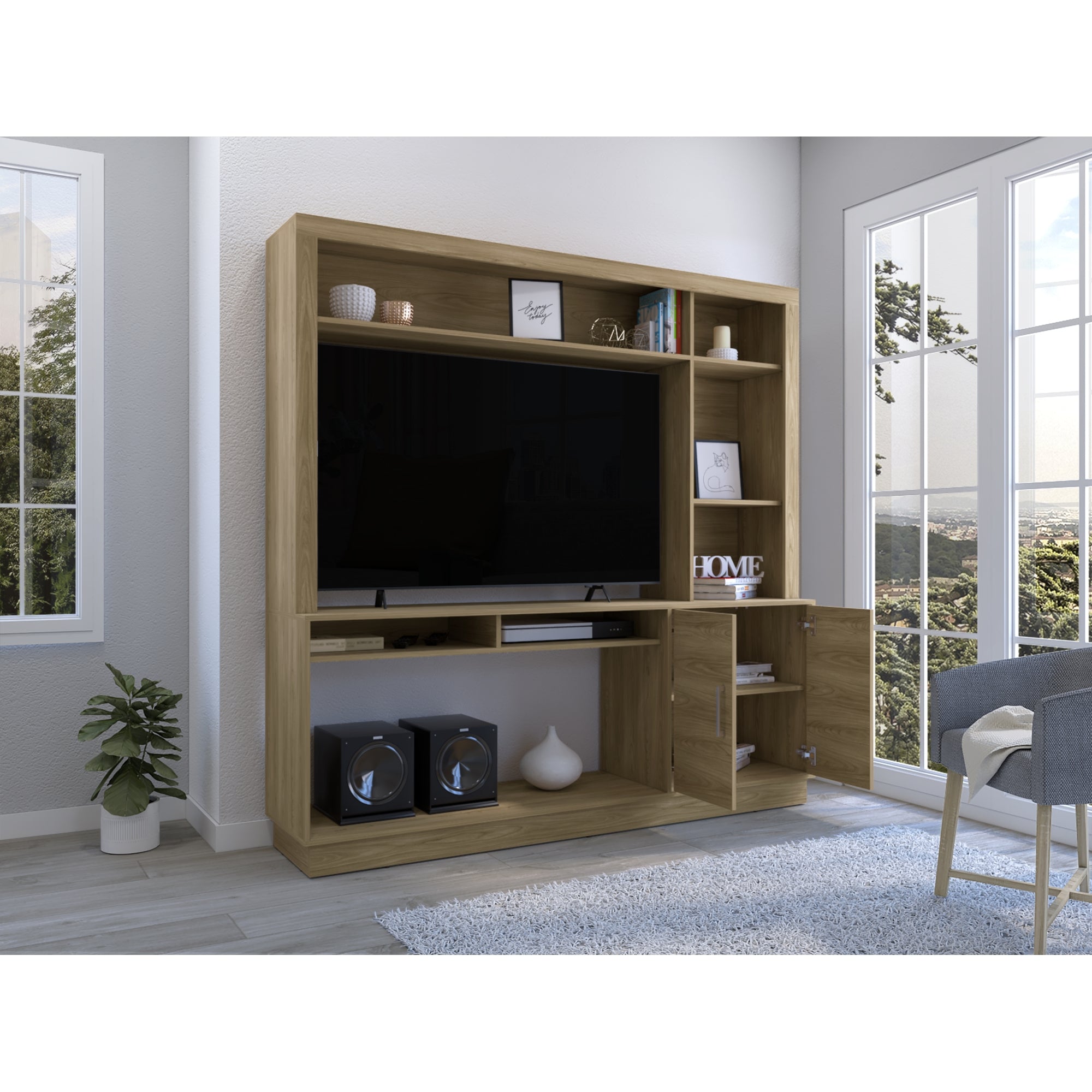ESTANTE TV 55' CANTABRIA 2 PUERTAS FRESNO 180X180X40 CM - 6