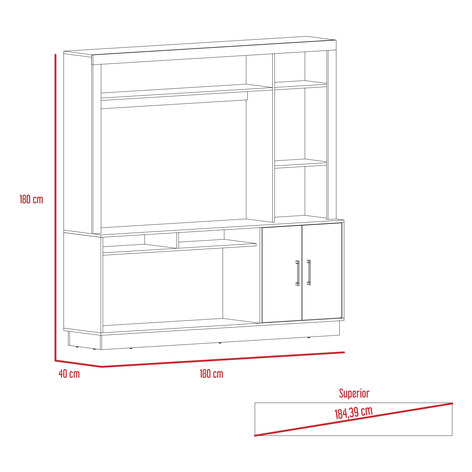 ESTANTE TV 55' CANTABRIA 2 PUERTAS FRESNO 180X180X40 CM - 7