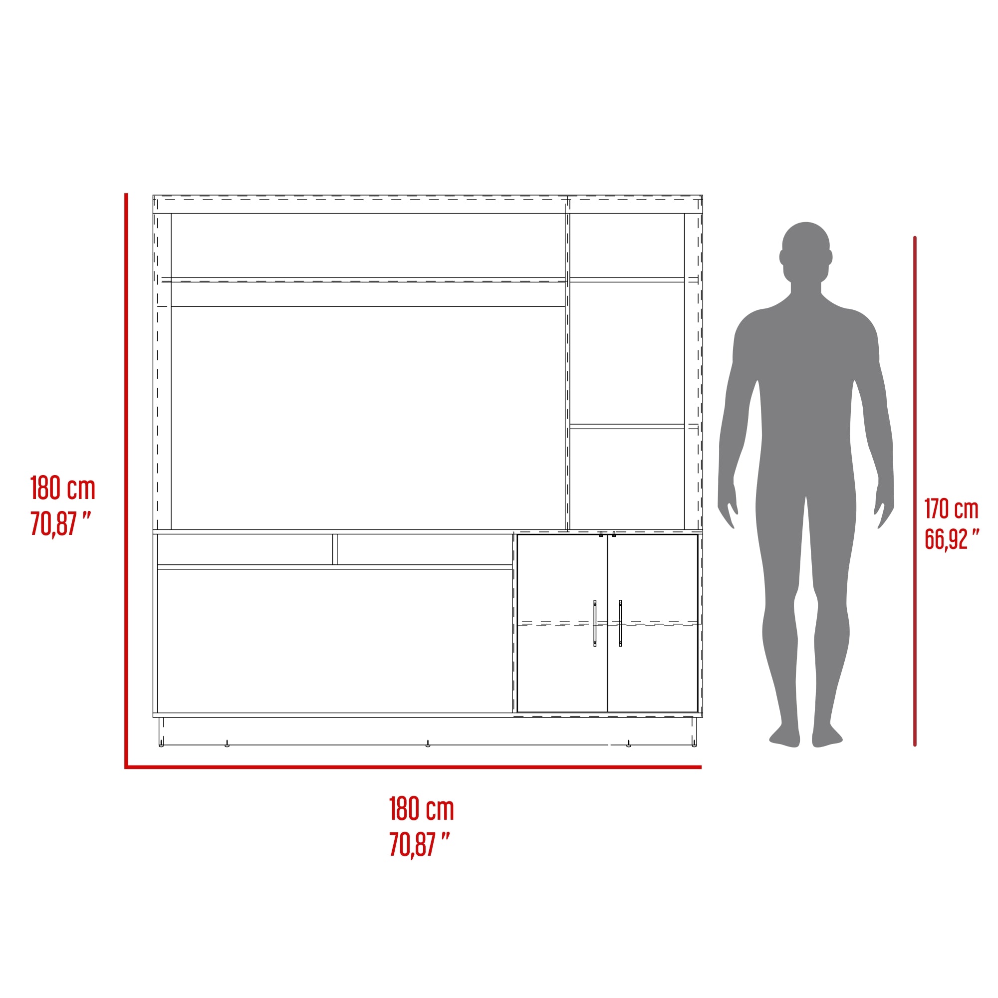 ESTANTE TV 55' CANTABRIA 2 PUERTAS FRESNO 180X180X40 CM - 8