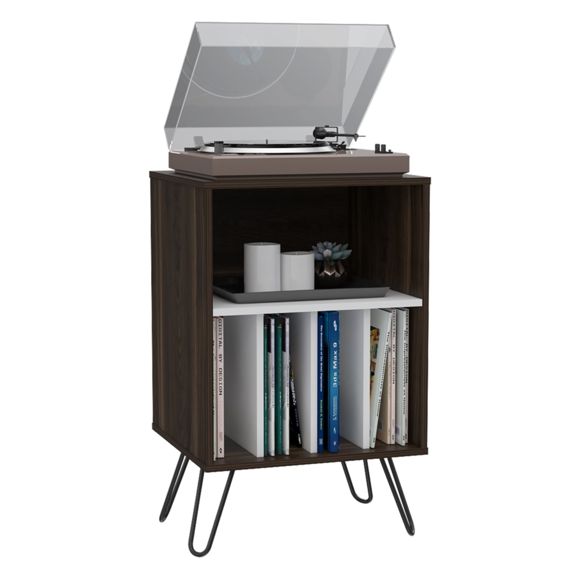 MUEBLE AUXILIAR VASSEL CAFE Y BLANCO 80X50X45 CM - 1