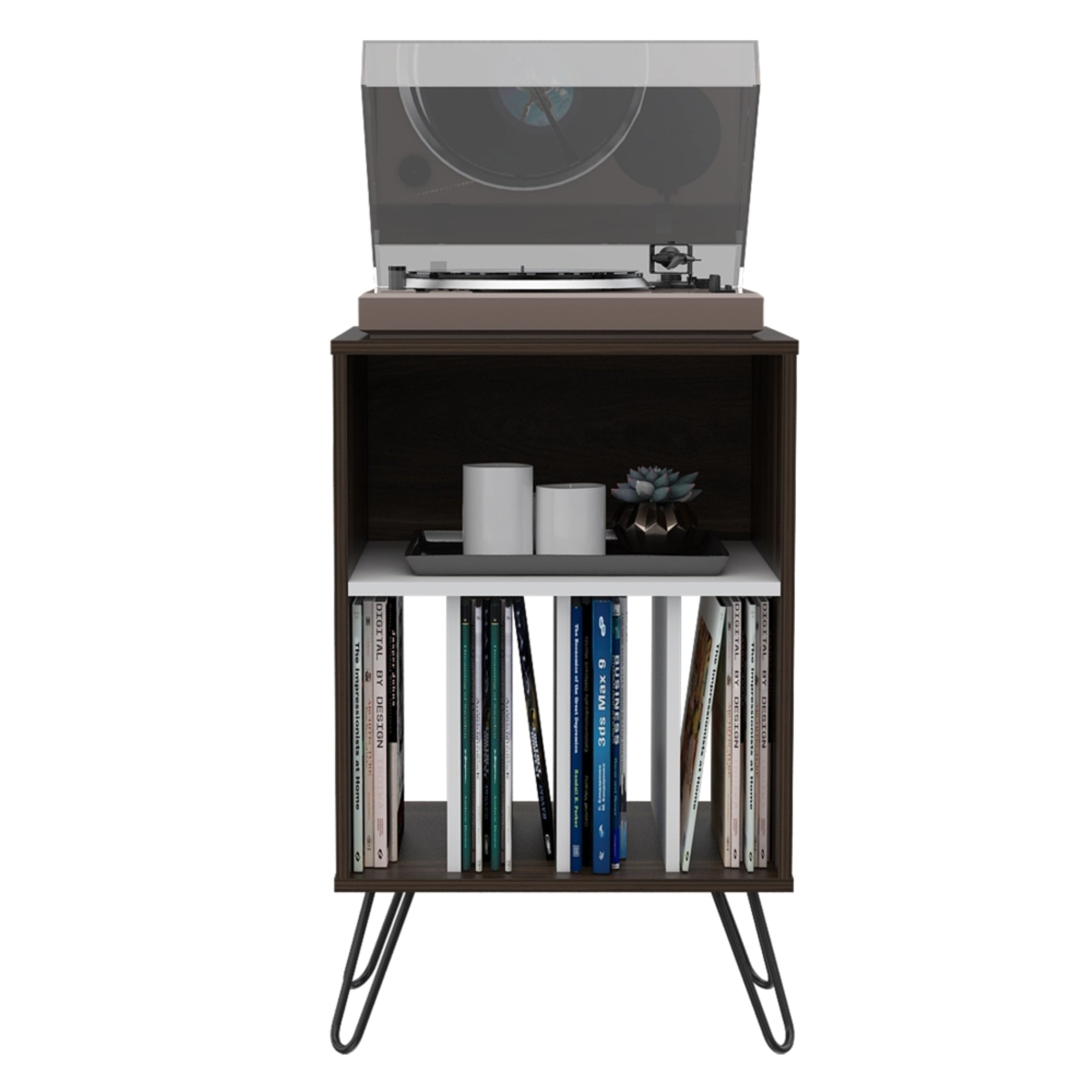 MUEBLE AUXILIAR VASSEL CAFE Y BLANCO 80X50X45 CM - 2