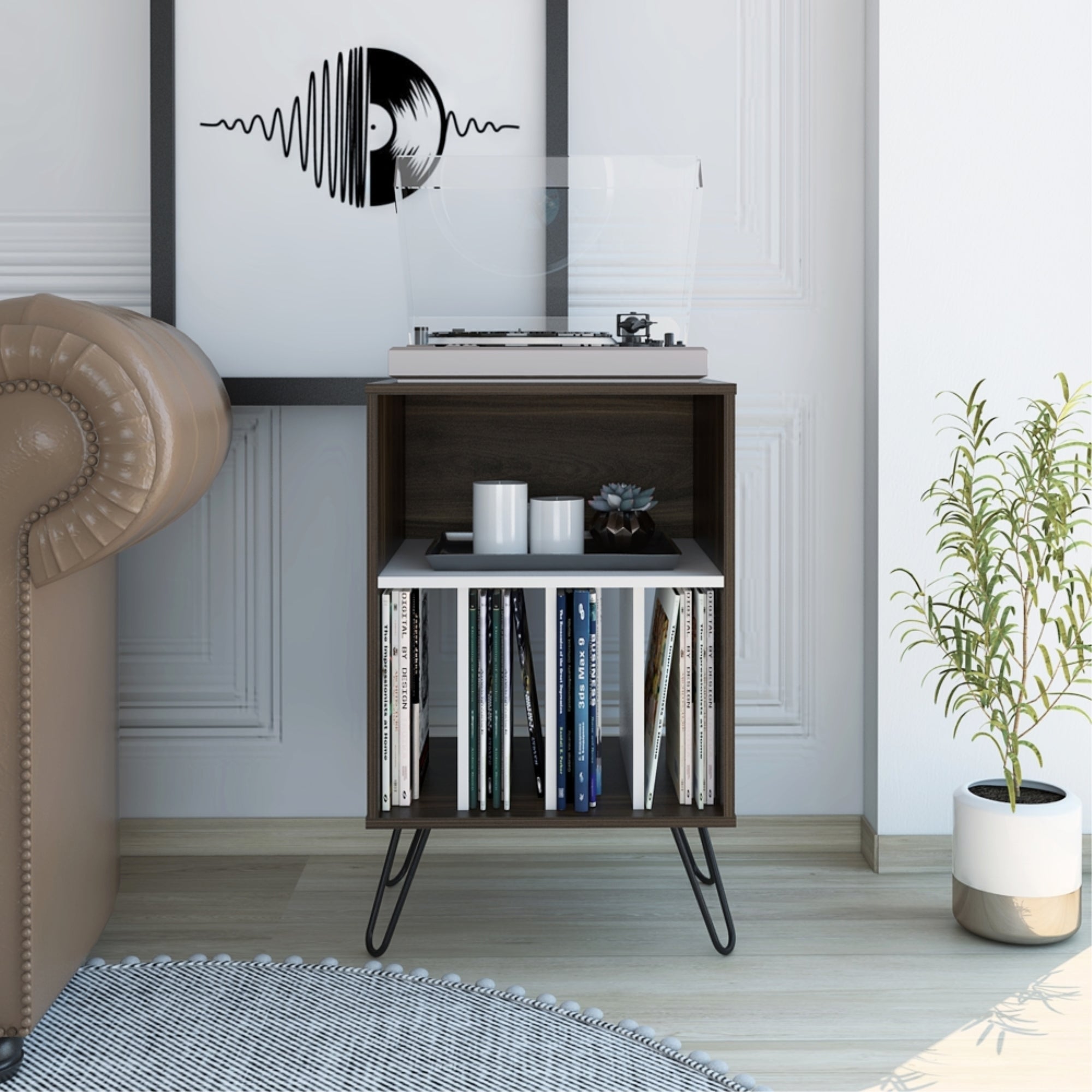 MUEBLE AUXILIAR VASSEL CAFE Y BLANCO 80X50X45 CM - 5