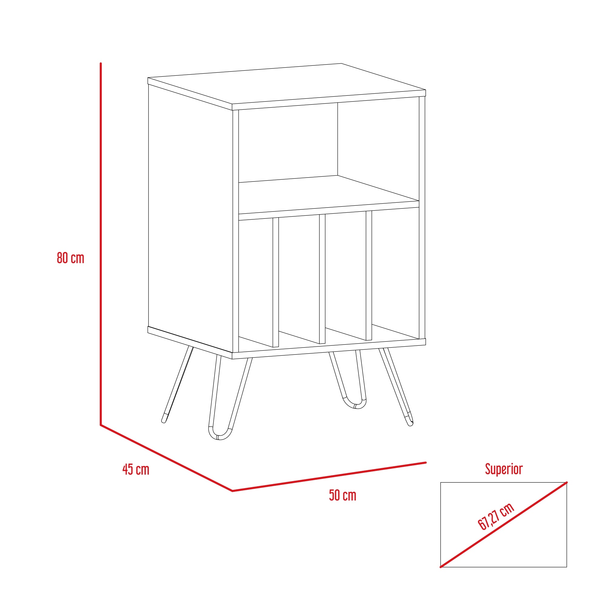 MUEBLE AUXILIAR VASSEL CAFE Y BLANCO 80X50X45 CM - 6