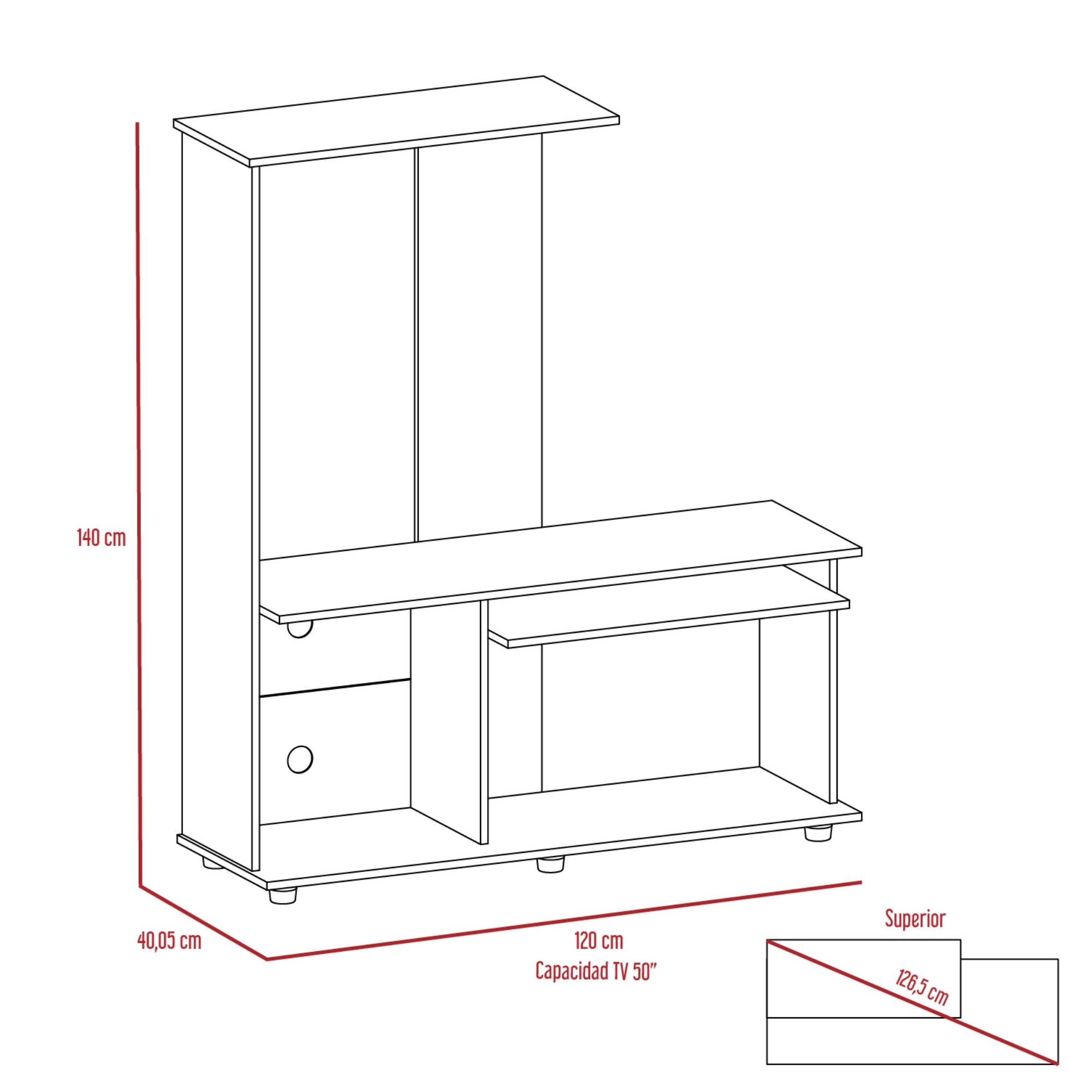 ESTANTE TV 50' MAGALLANES WENGUE 140X120X40 CM - 6