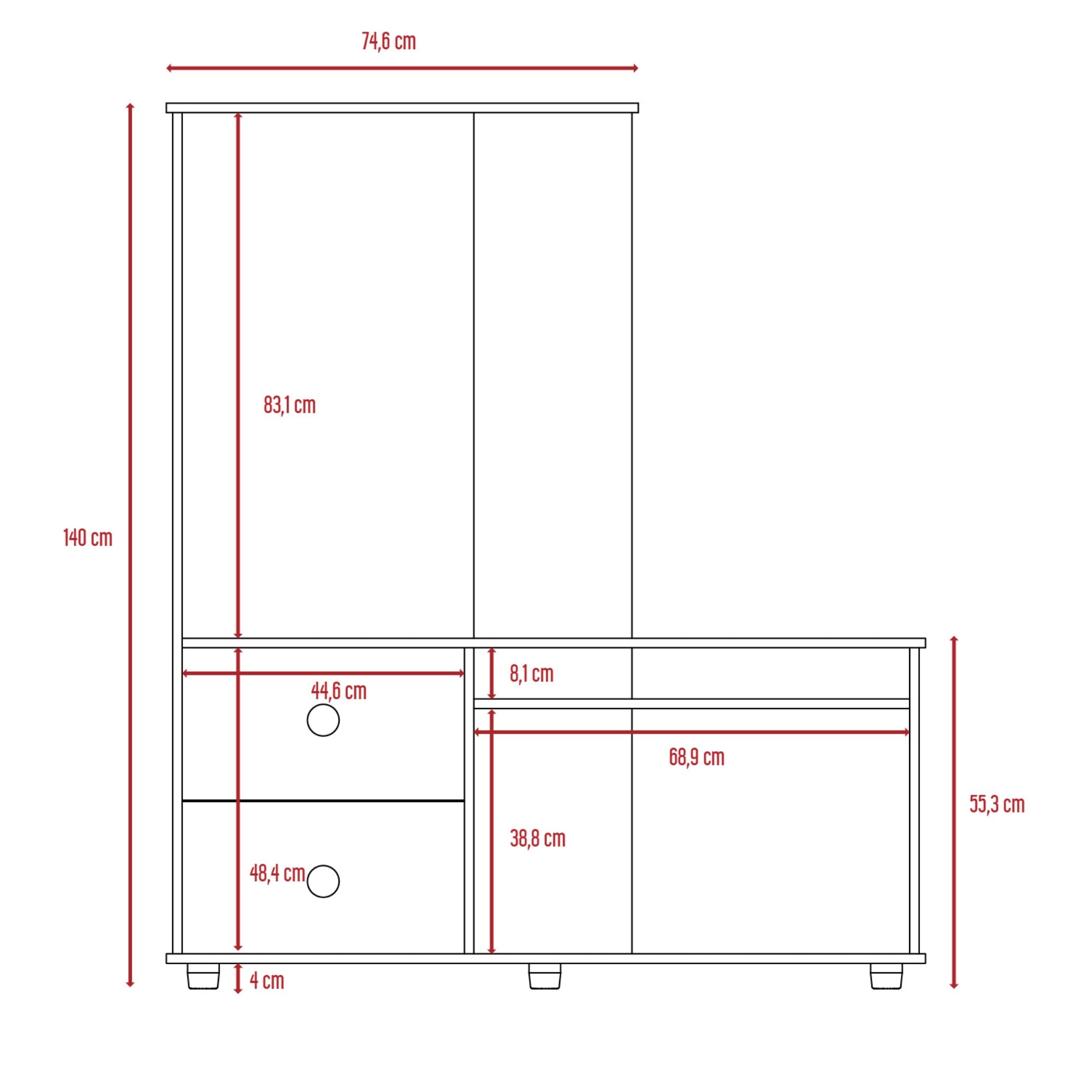 ESTANTE TV 50' MAGALLANES WENGUE 140X120X40 CM - 7