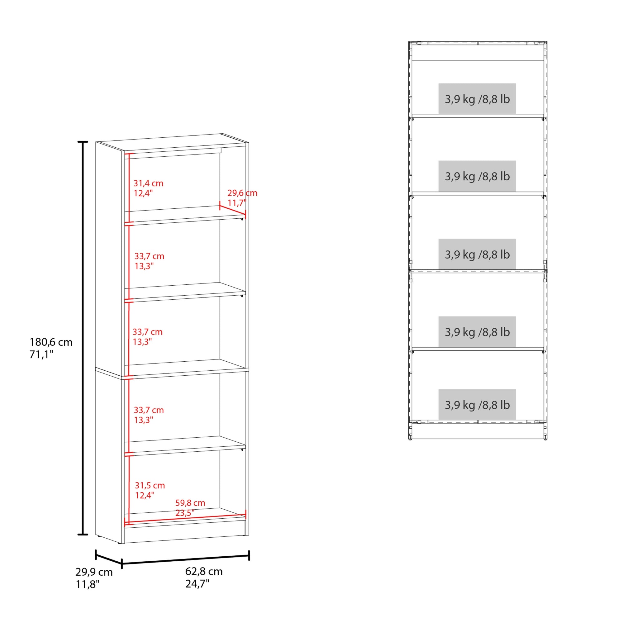 ESTANTE HOME-E M3 5 NIVELES MILAN Y BLANCO - 6