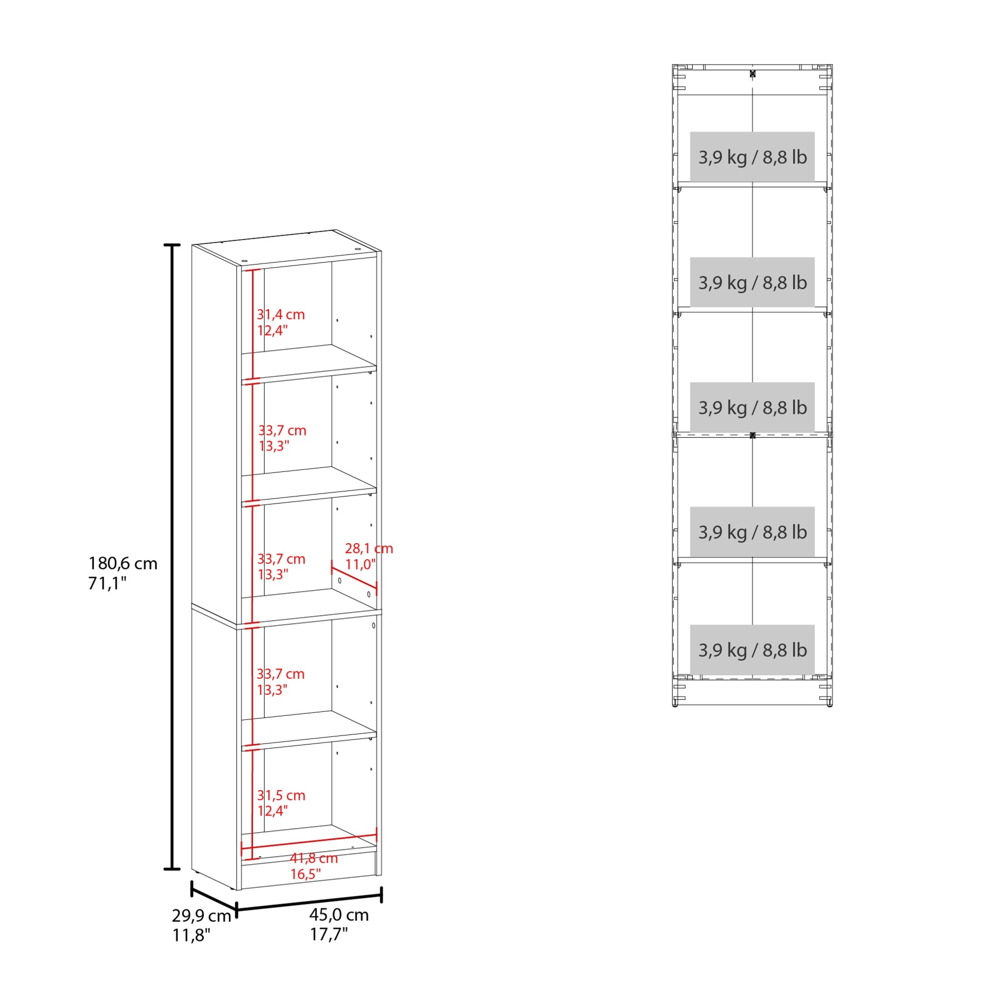 ESTANTE HOME-E M2 5 NIVELES MILAN Y BLANCO - 6