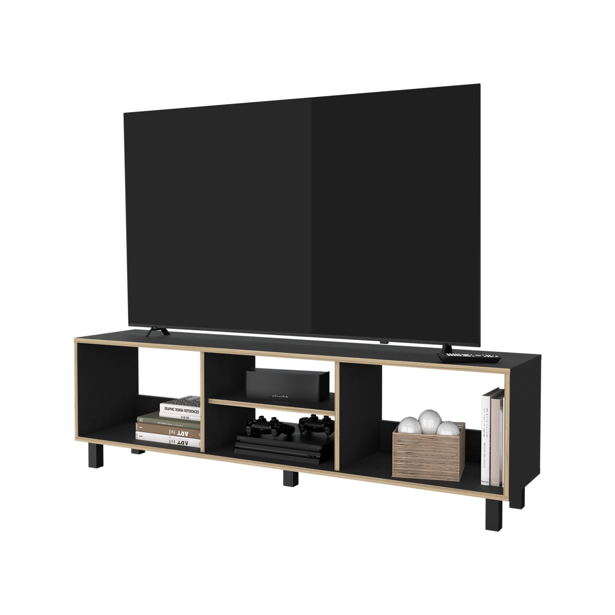 RACK TV 70' 160X47,5X35 CM NEGRO Y DUNA - 1