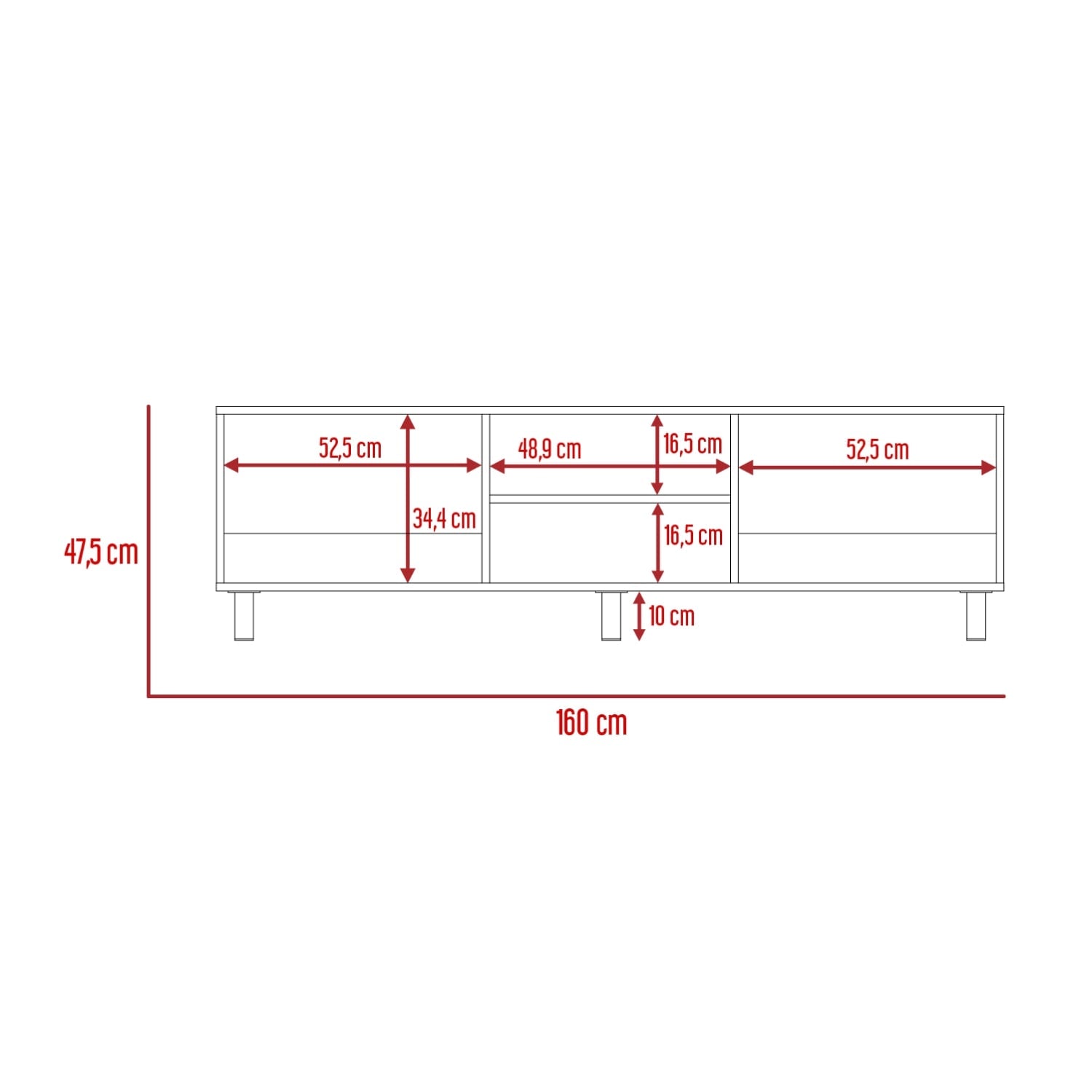 RACK TV 70' 160X47,5X35 CM NEGRO Y DUNA - 3
