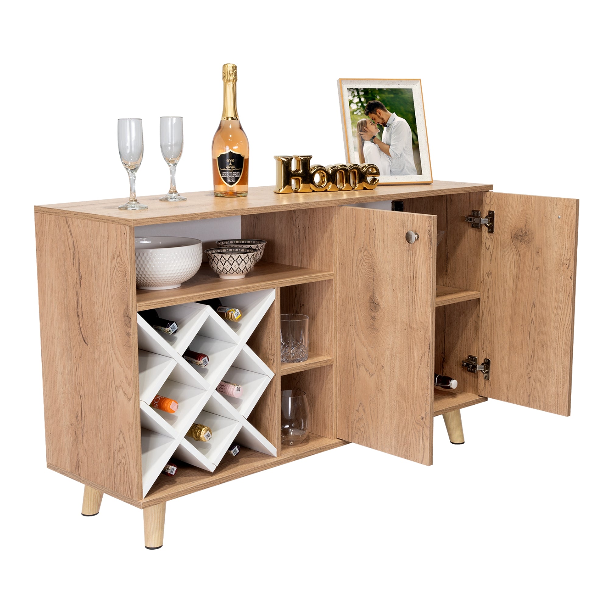 MUEBLE BAR BAJO VIHTI MACADAMIA Y BLANCO - 9