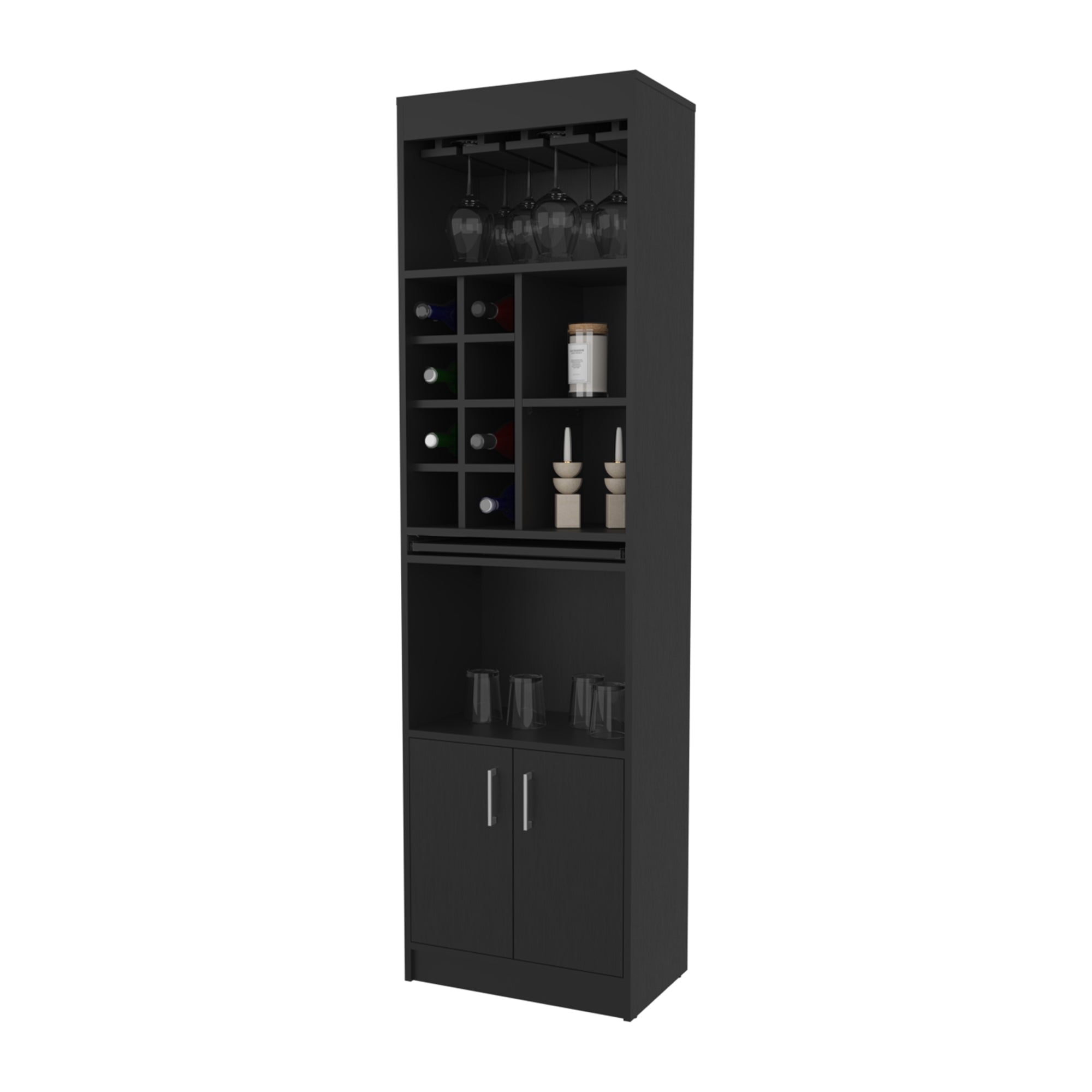 BAR ALTO SYRAH 180X51X32 CM WENGUE CON PORTACOPAS - 1