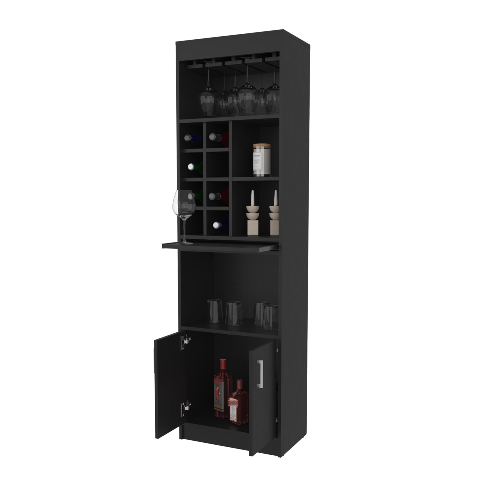 BAR ALTO SYRAH 180X51X32 CM WENGUE CON PORTACOPAS - 2