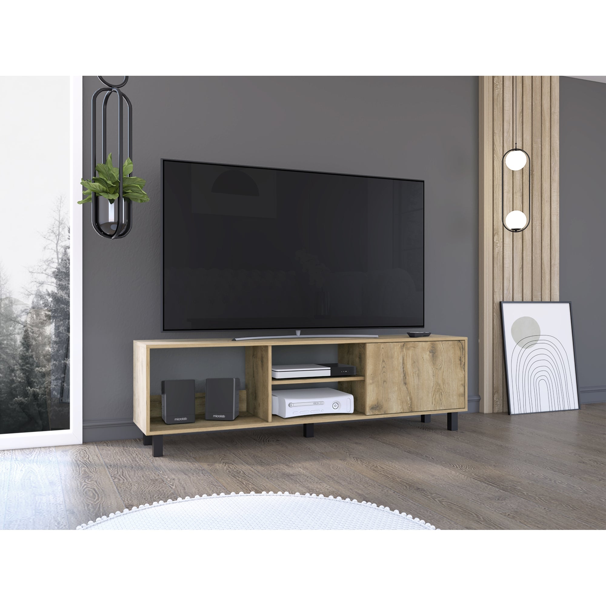 RACK TV 65' TUNEZ 1 PUERTA MACADAMIA 47,5X160X35 CM - 5