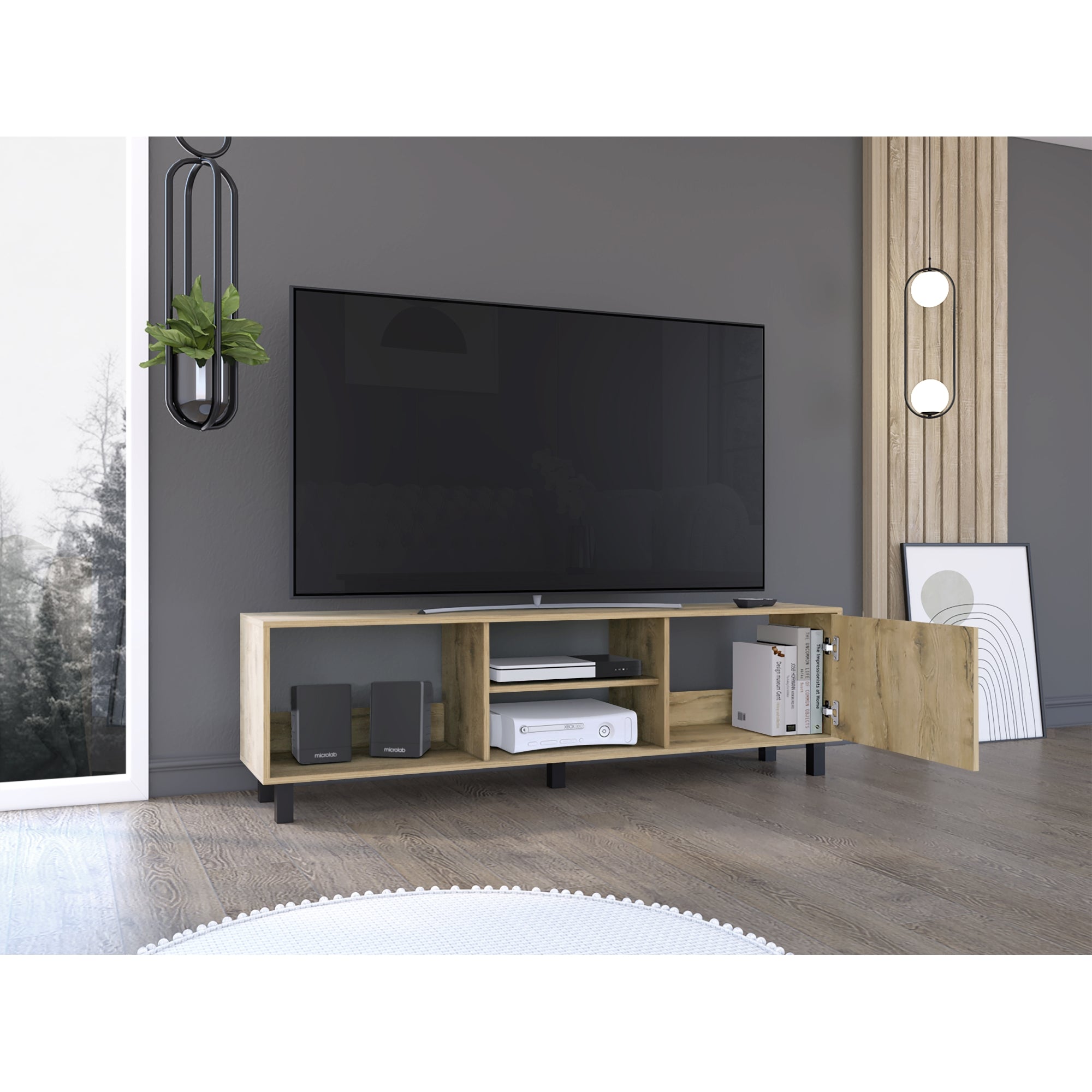 RACK TV 65' TUNEZ 1 PUERTA MACADAMIA 47,5X160X35 CM - 6