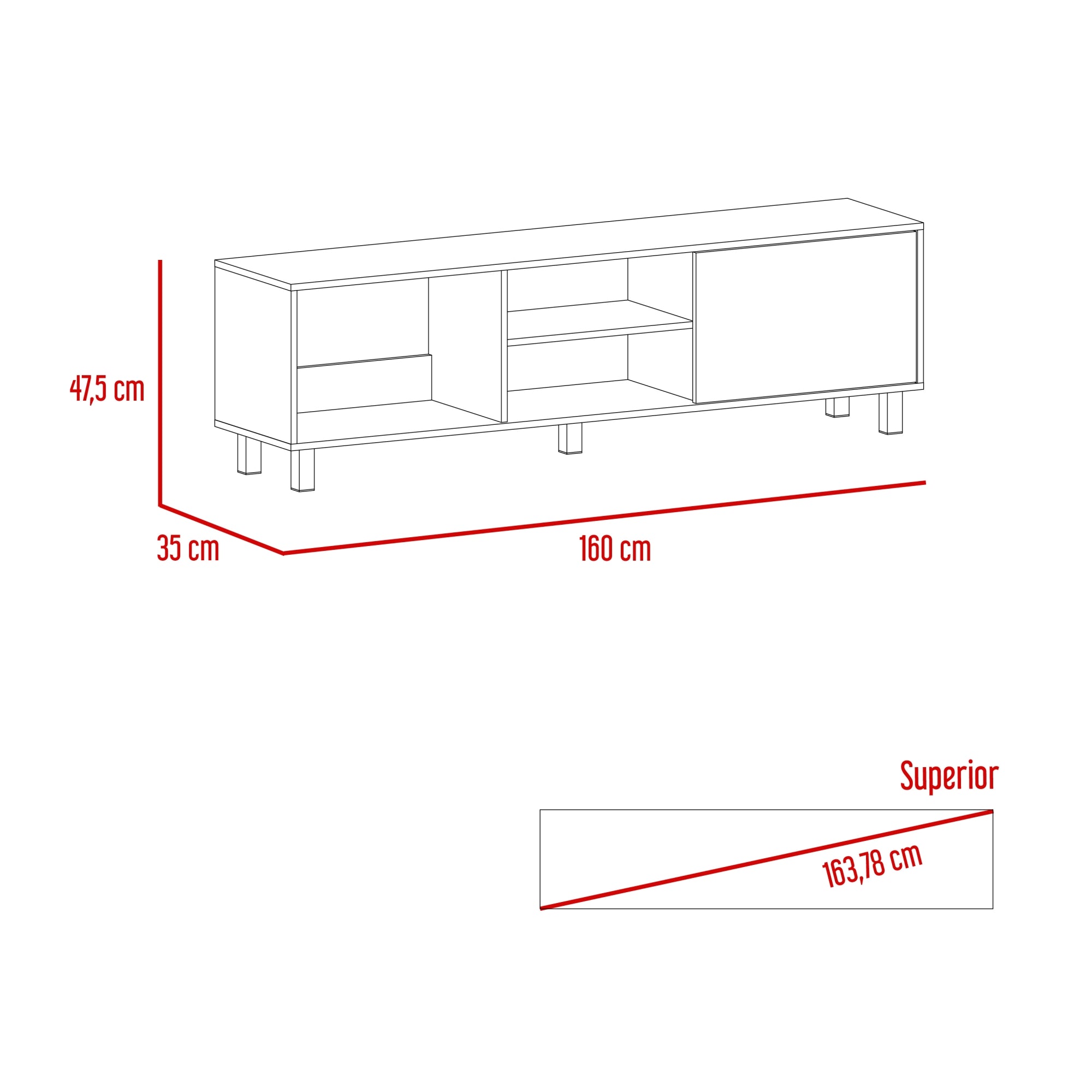 RACK TV 65' TUNEZ 1 PUERTA MACADAMIA 47,5X160X35 CM - 7