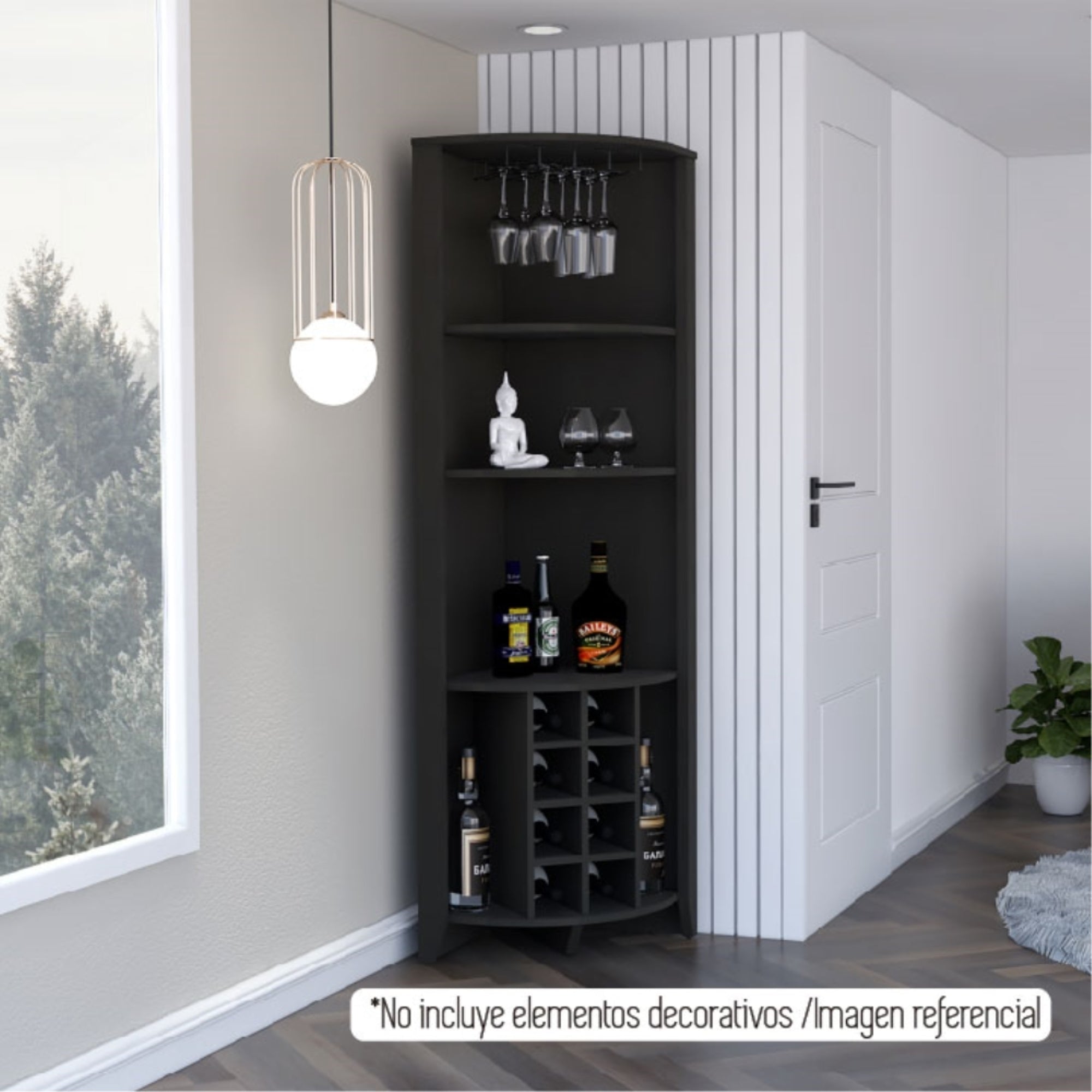 BAR ESQUINERO ESSENTIAL WENGUE 180X49X49 CM - 9