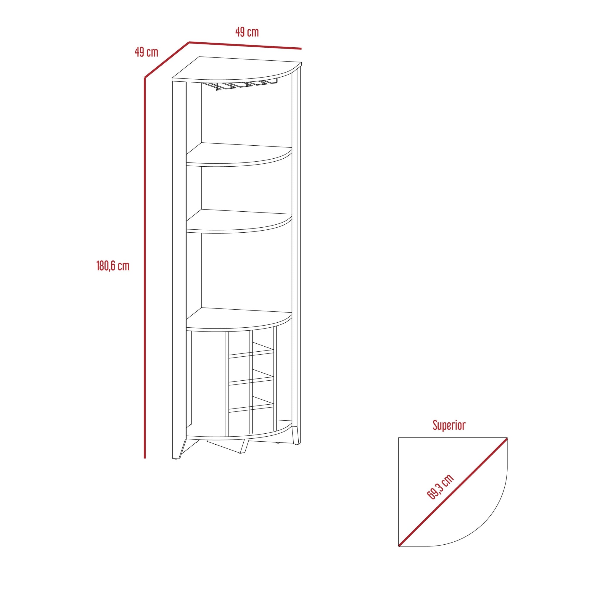 BAR ESQUINERO ESSENTIAL COÑAC 180X49X49 CM - 6