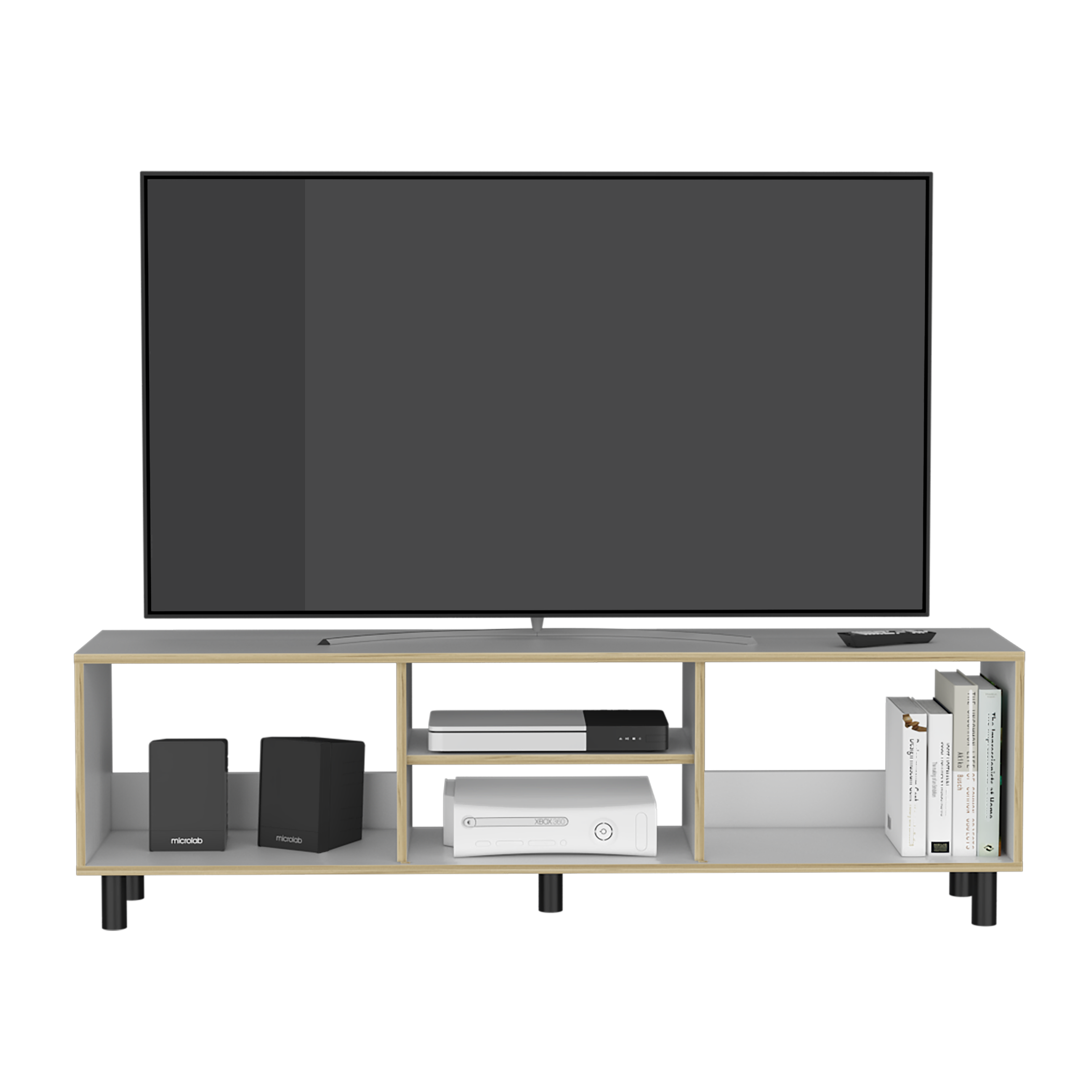 RACK TV 70' 160X47,5X35 CM BLANCO Y DUNA - 1