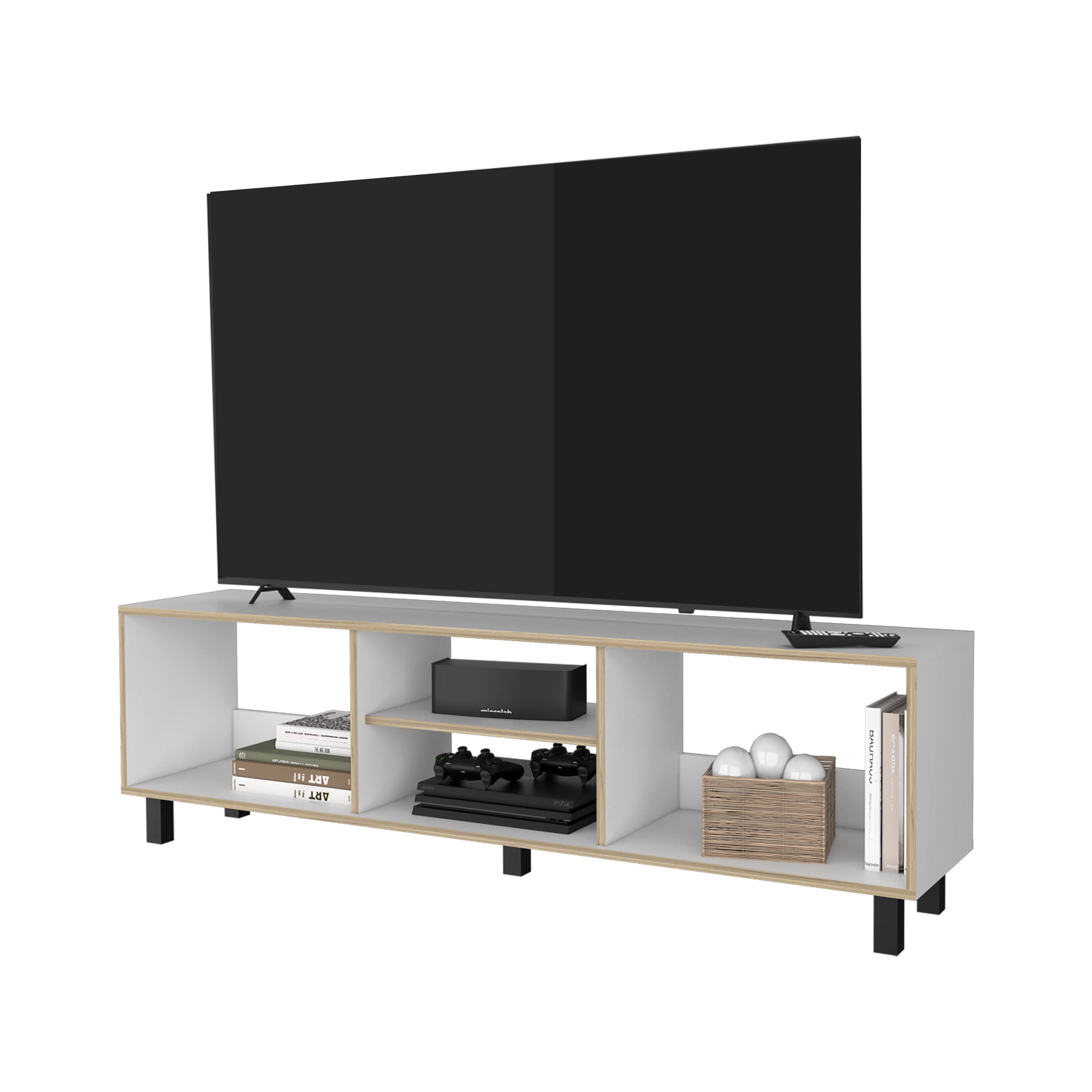 RACK TV 70' 160X47,5X35 CM BLANCO Y DUNA - 4