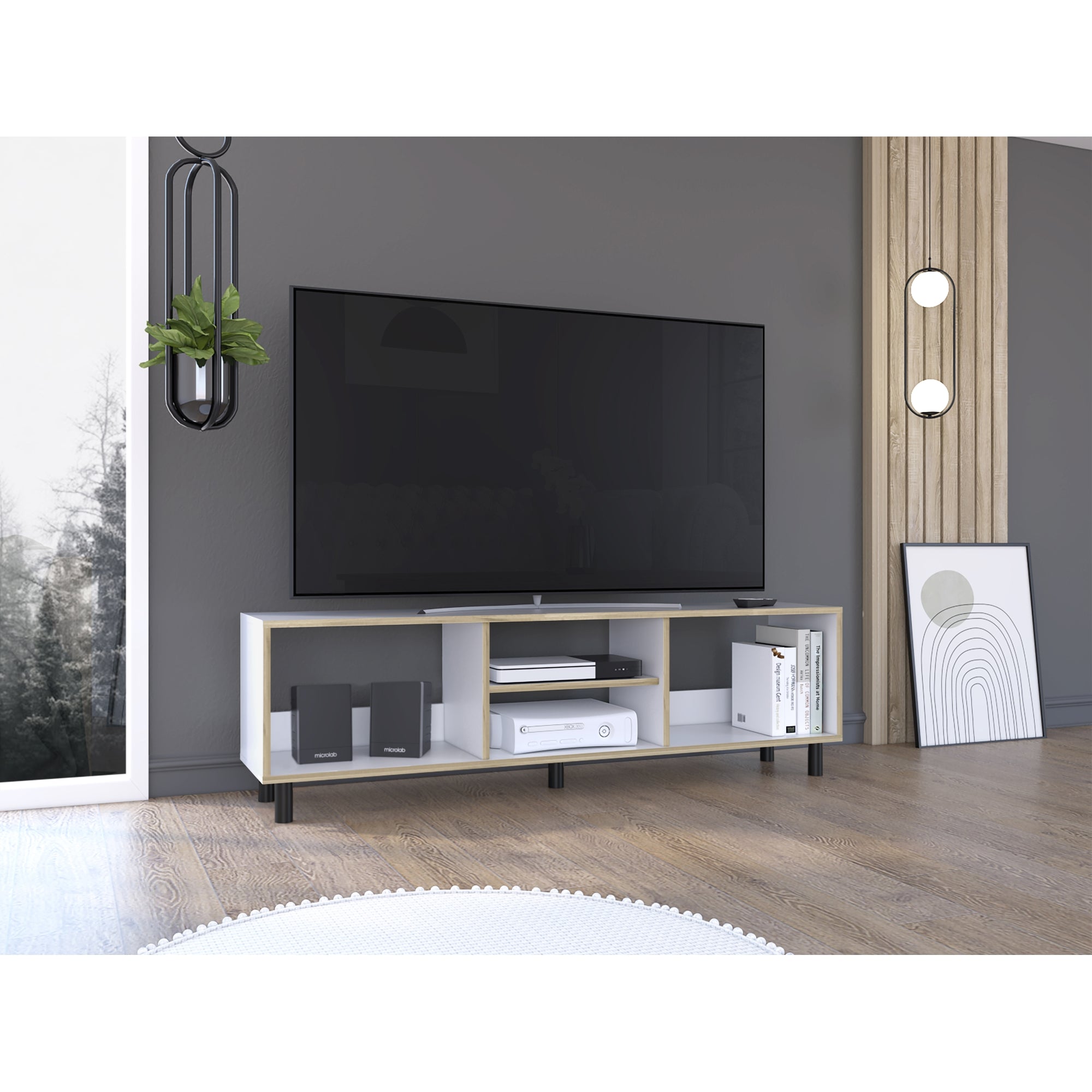 RACK TV 70' 160X47,5X35 CM BLANCO Y DUNA - 11