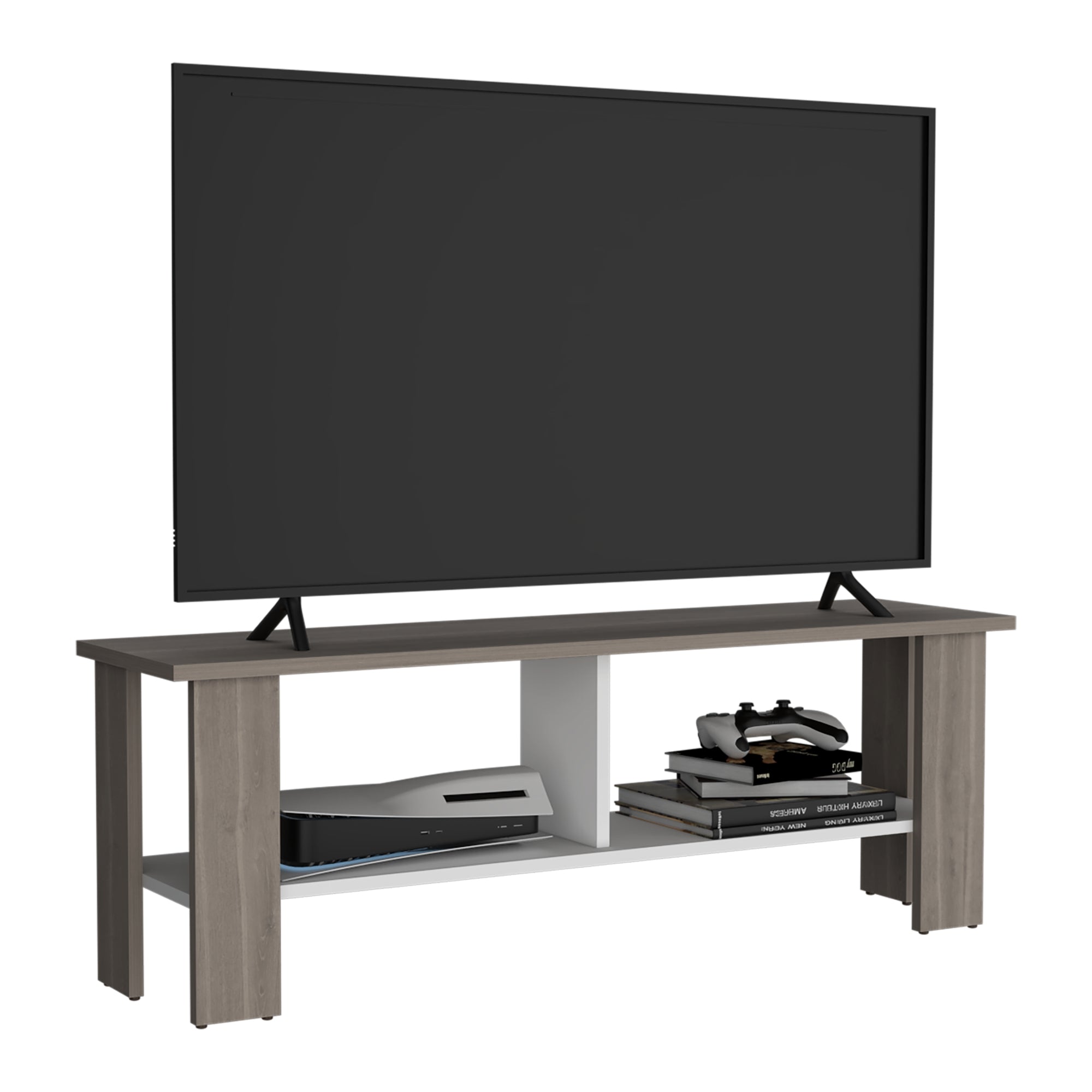 RACK TV 50' NAVIA BARDOLINO Y BLANCO 42X120X31 CM - 1