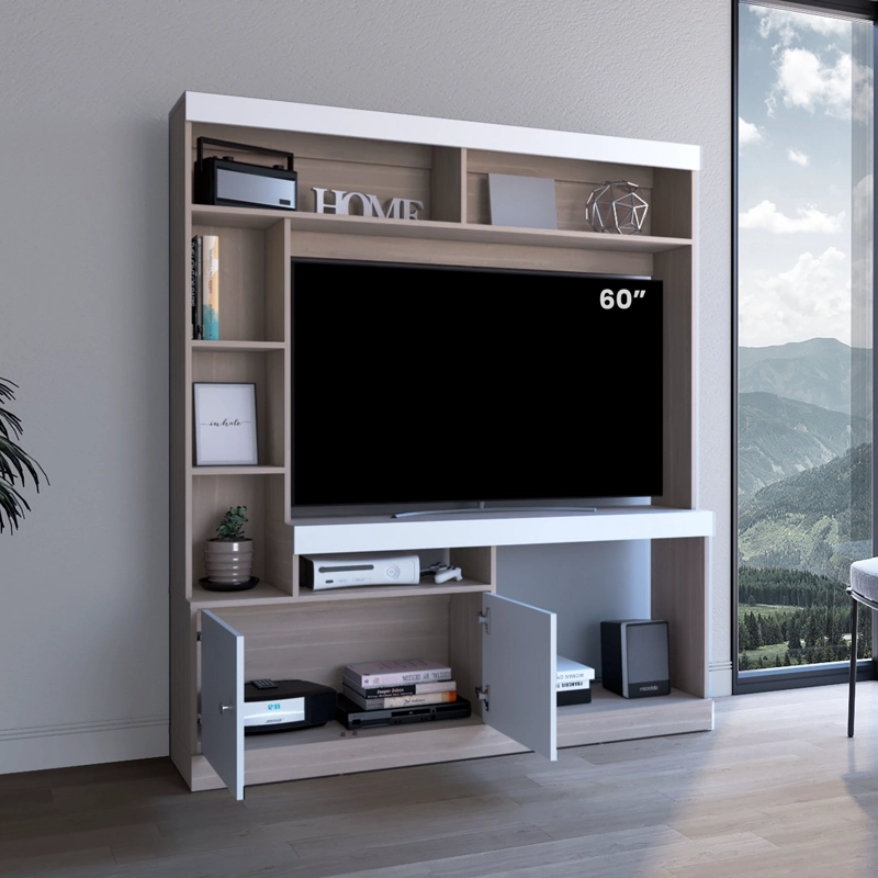 ESTANTE TV 52' DANTE BARDOLINO Y BLANCO 170,6X150X30,3 Cm - 6